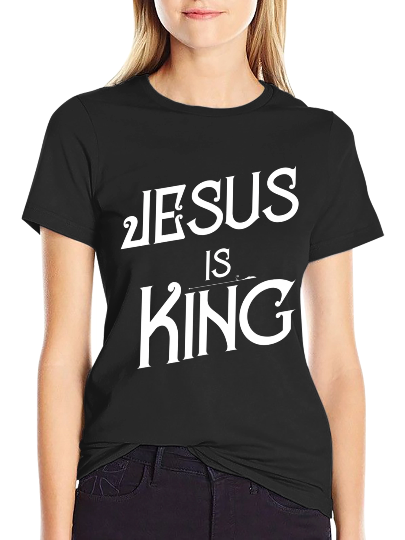 Jesus is King Graphic Tee - Black Cotton T-Shirt