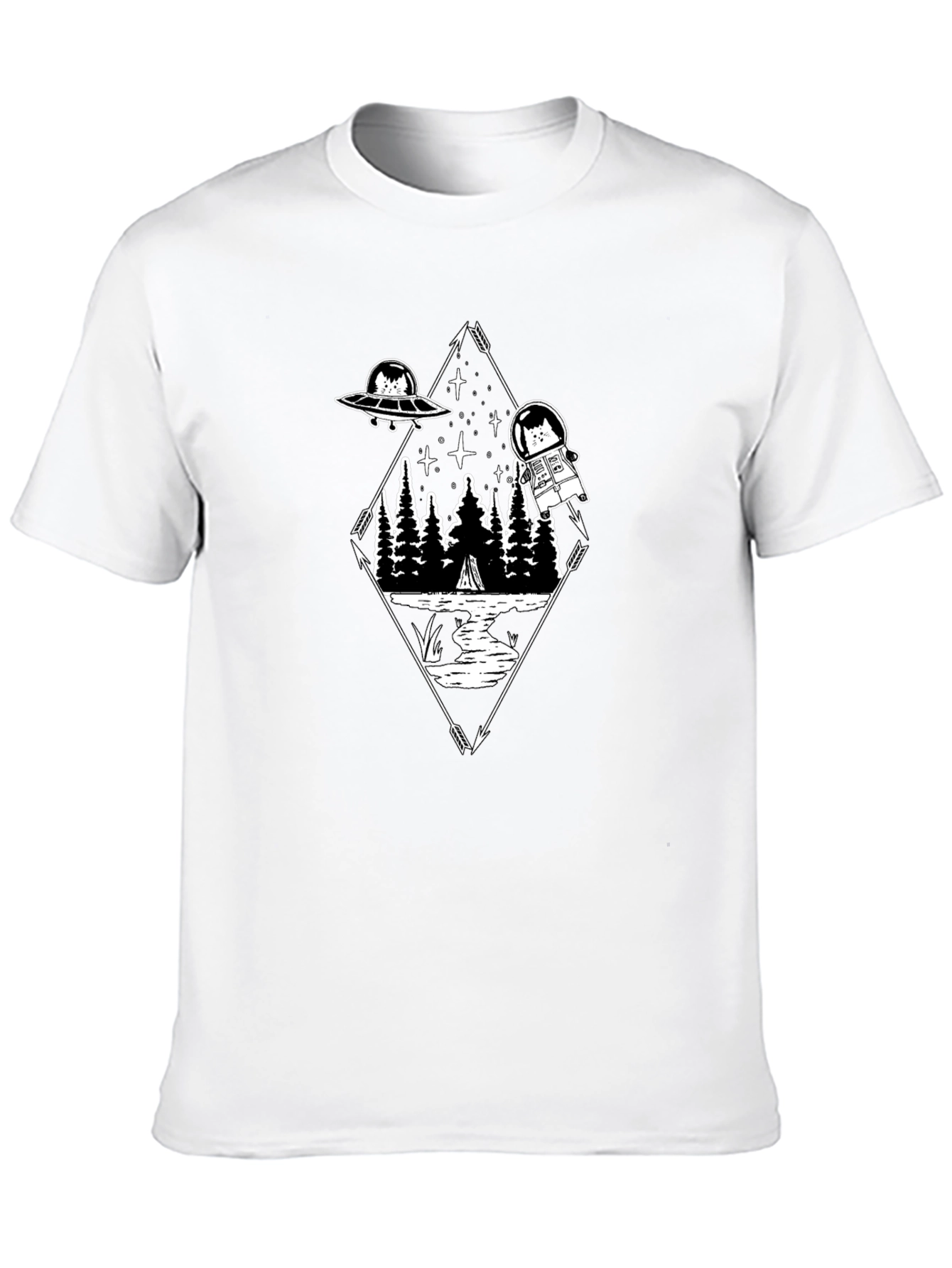 Cat Astronaut Graphic T-Shirt - Black