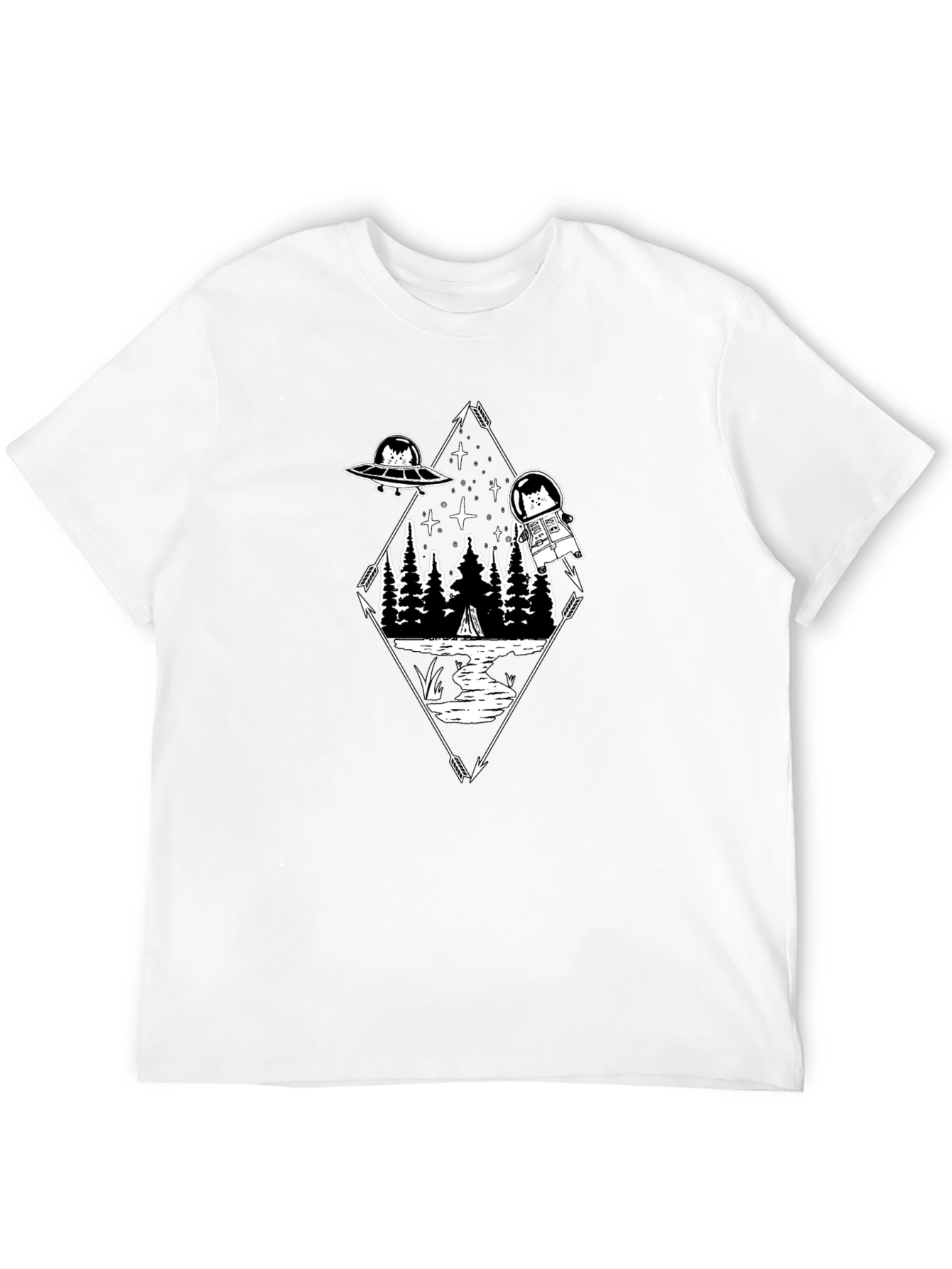 Cat Astronaut Graphic T-Shirt - Black