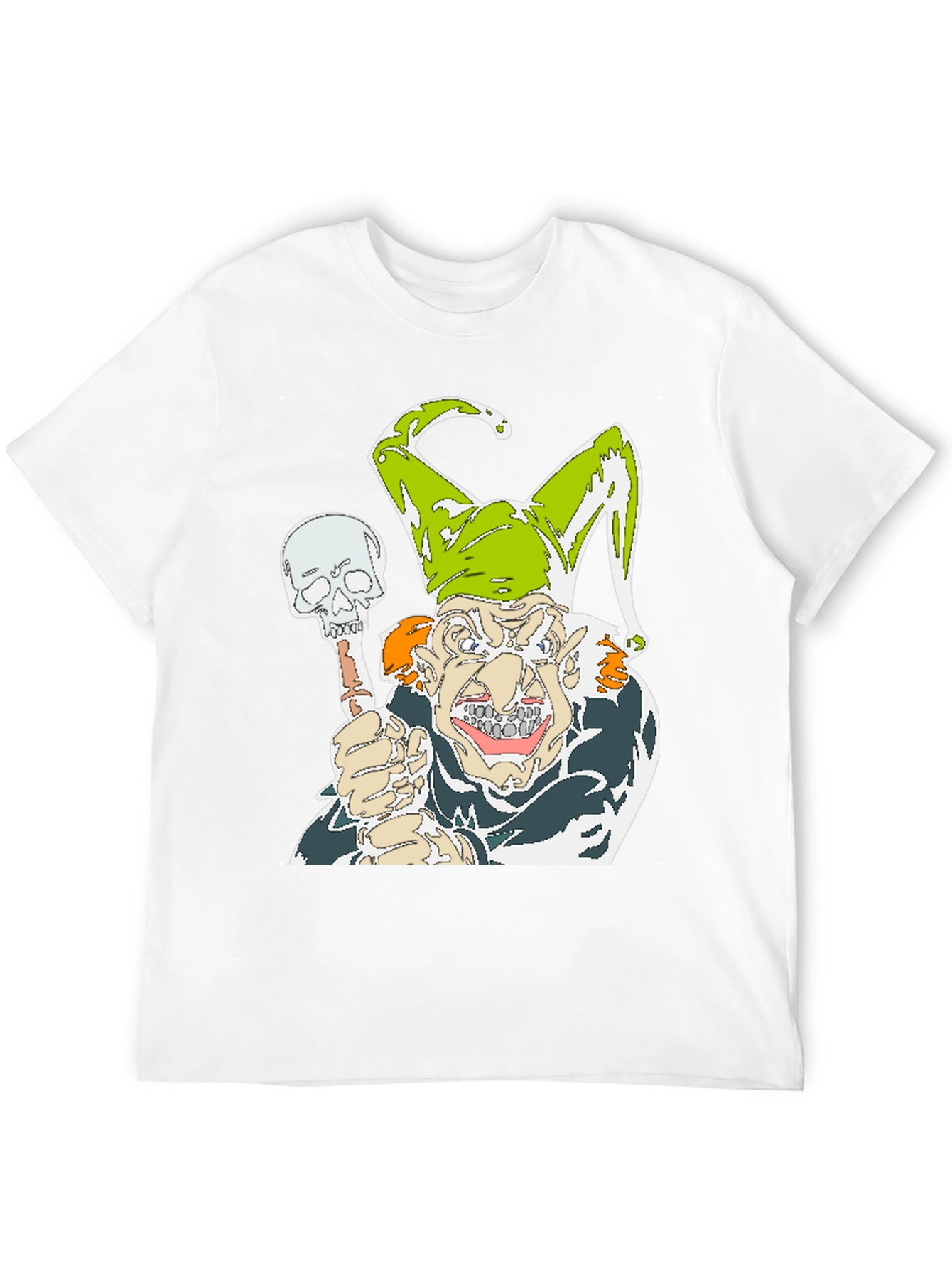 Mens Black Jester Skull Graphic T-Shirt