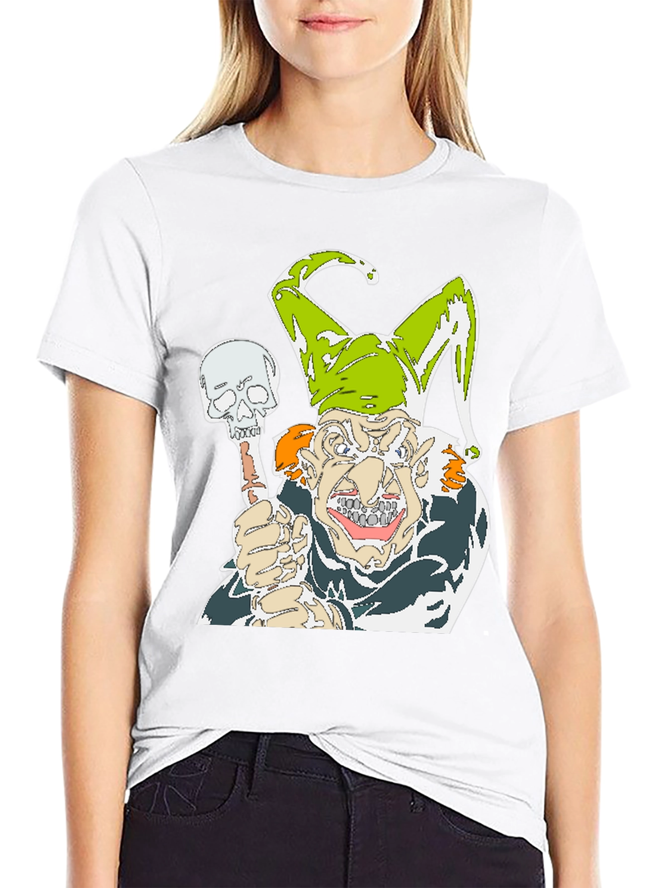 Mens Black Jester Skull Graphic T-Shirt