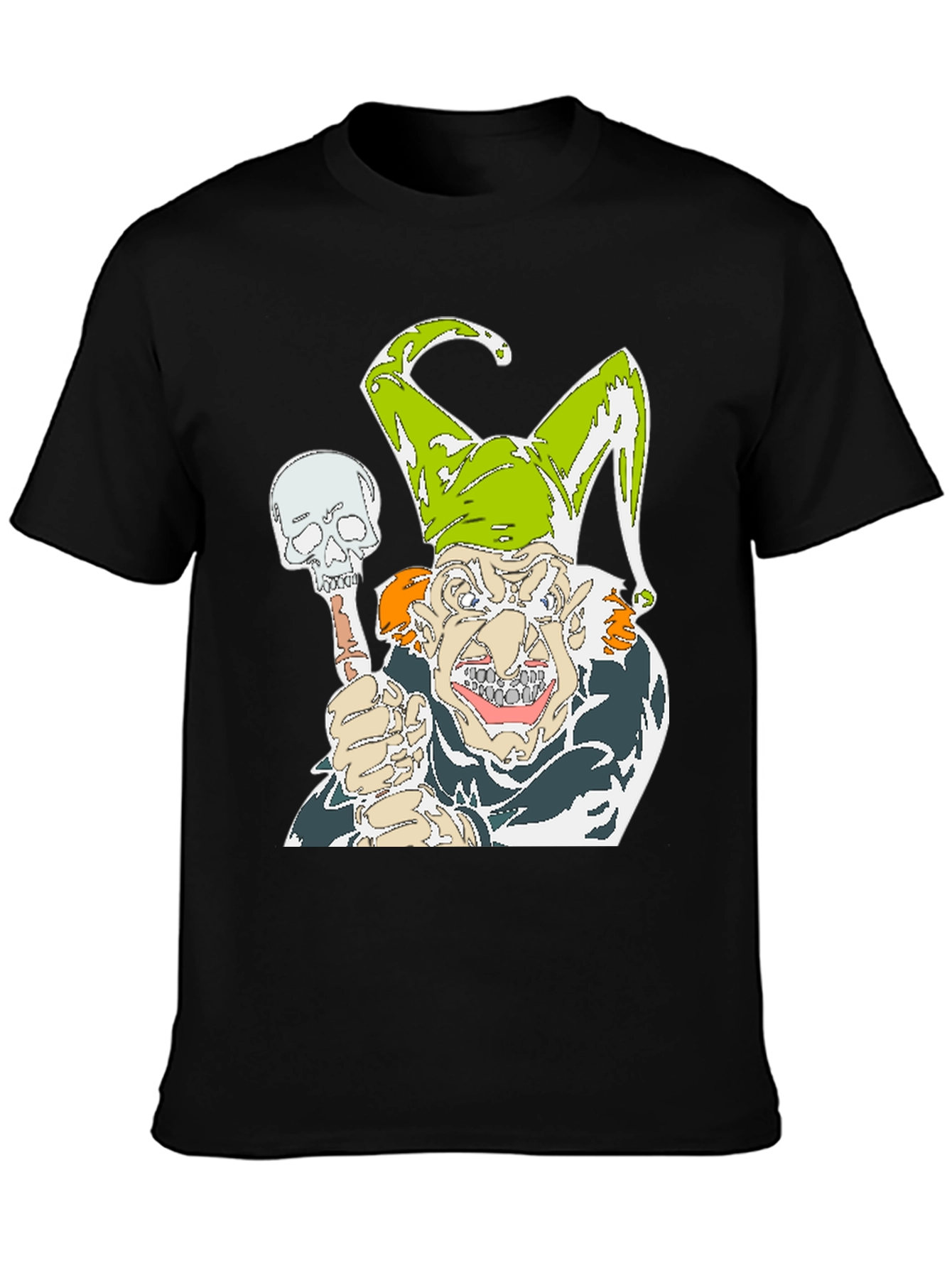Mens Black Jester Skull Graphic T-Shirt