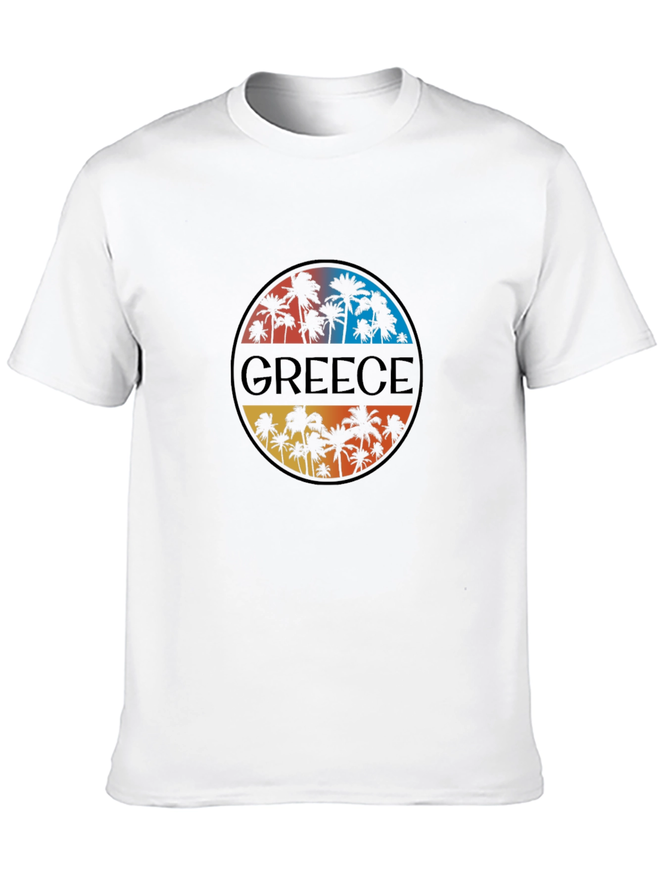 Greece Palm Tree Graphic T-Shirt - Mens Black Tee