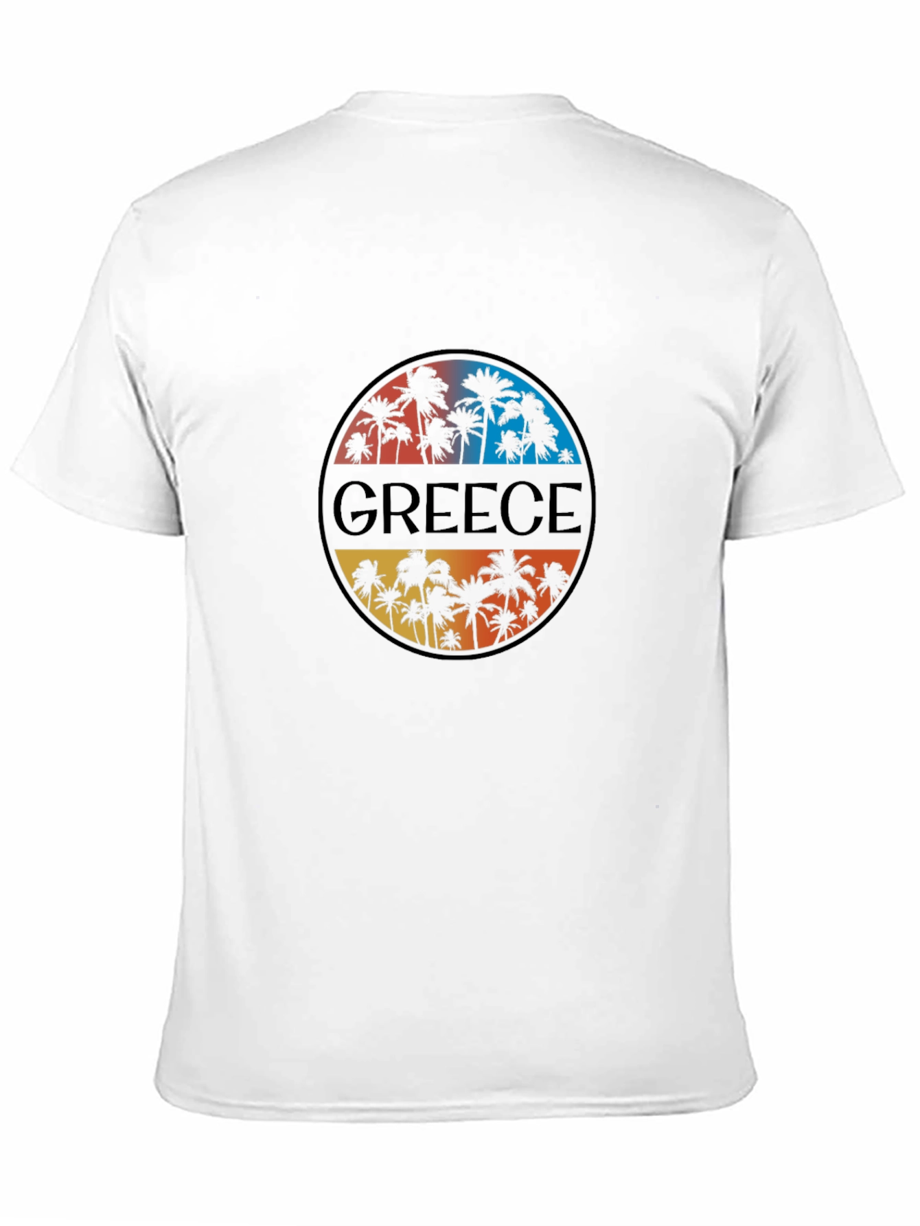 Greece Palm Tree Graphic T-Shirt - Mens Black Tee