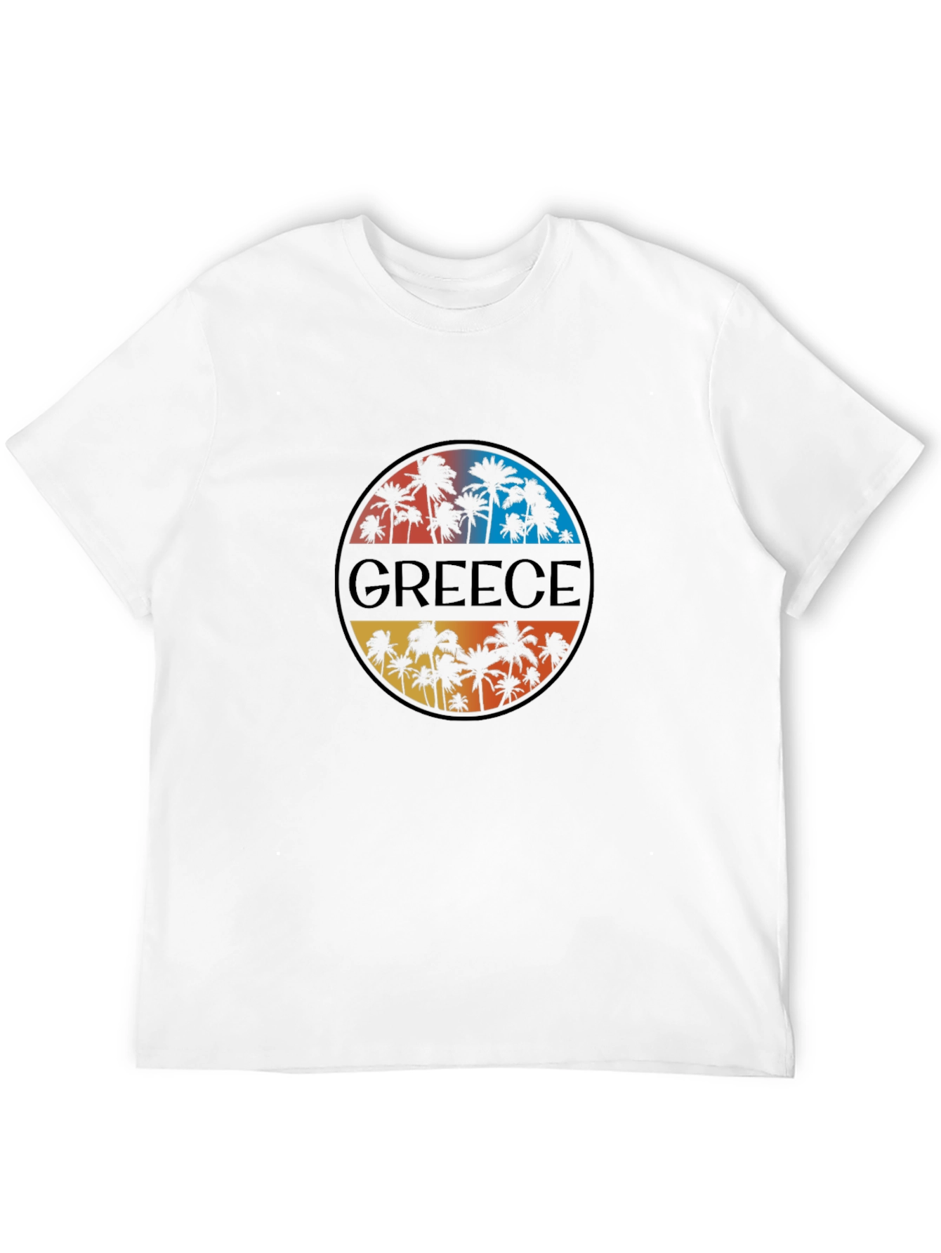 Greece Palm Tree Graphic T-Shirt - Mens Black Tee