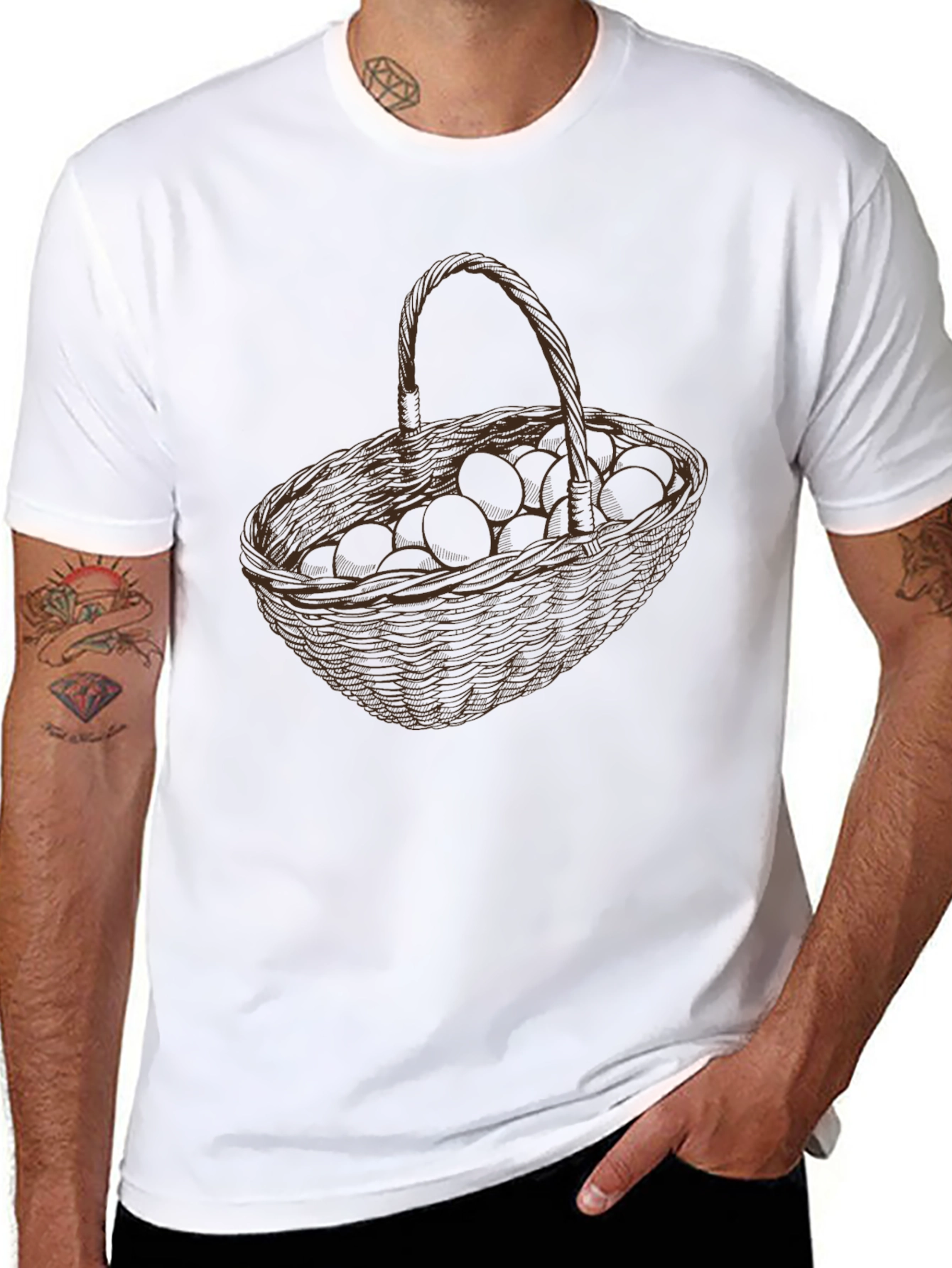 Basket of Eggs Graphic Tee - Black Cotton Blend