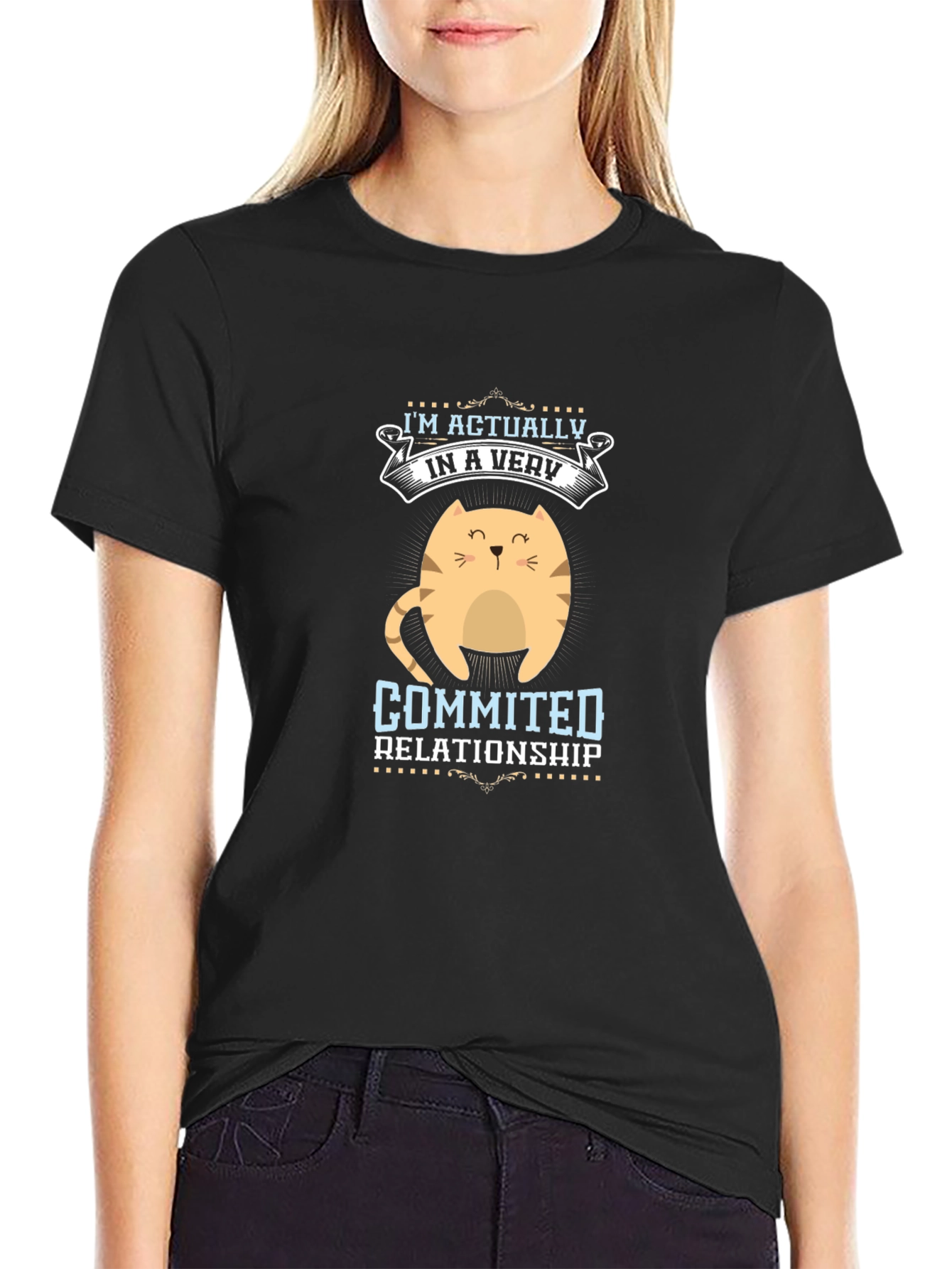 Funny Cat Lover T-Shirt: Committed Relationship