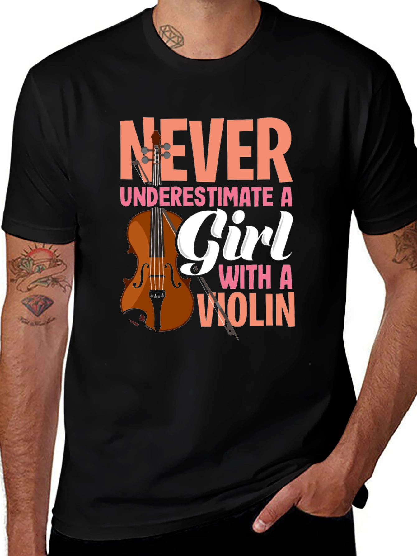 Never Underestimate A Girl With A Violin T-Shirt