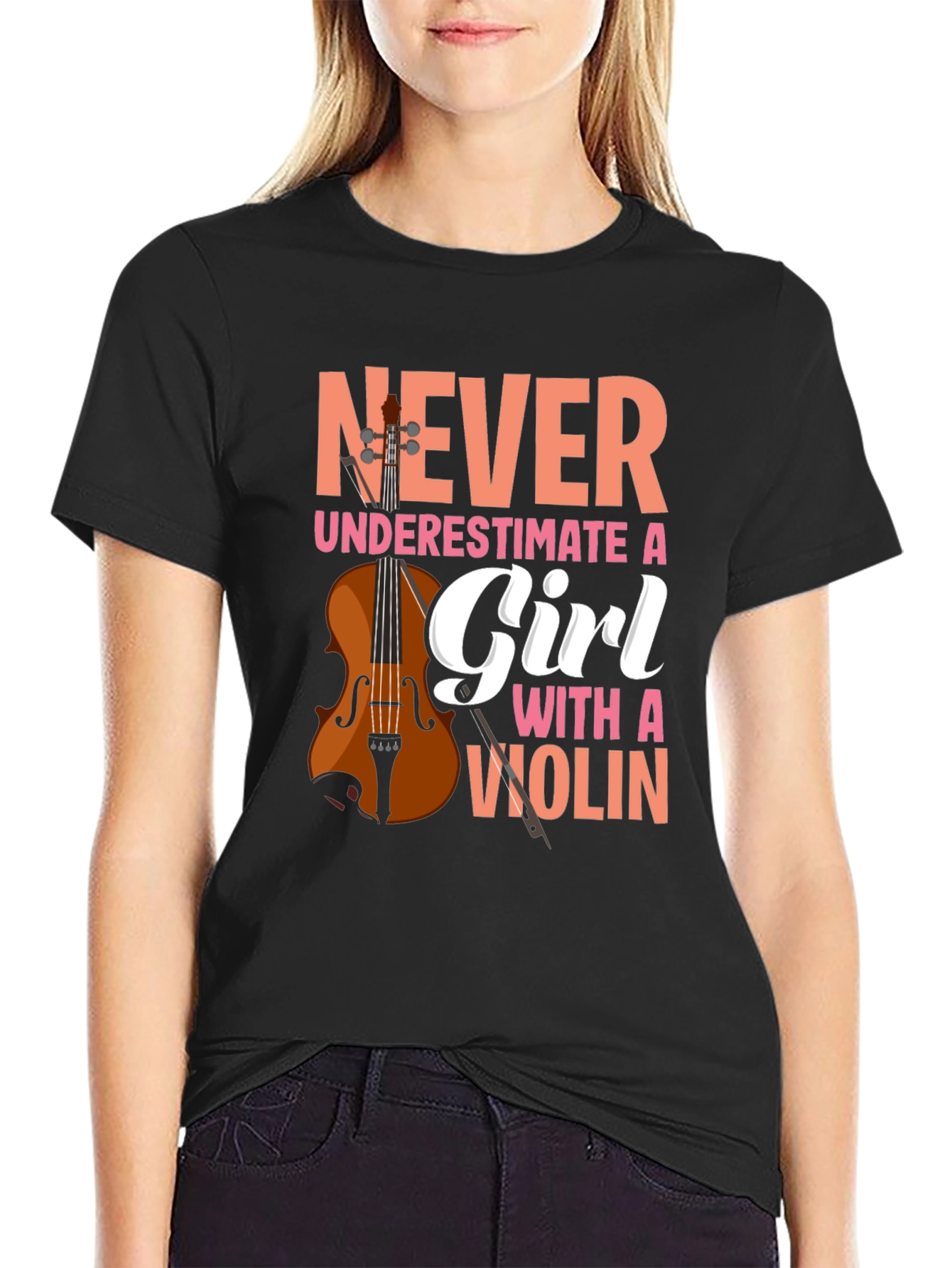 Never Underestimate A Girl With A Violin T-Shirt