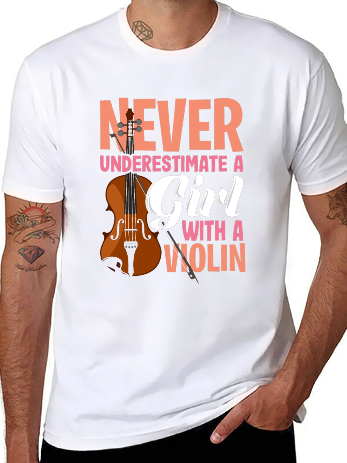 Never Underestimate A Girl With A Violin T-Shirt