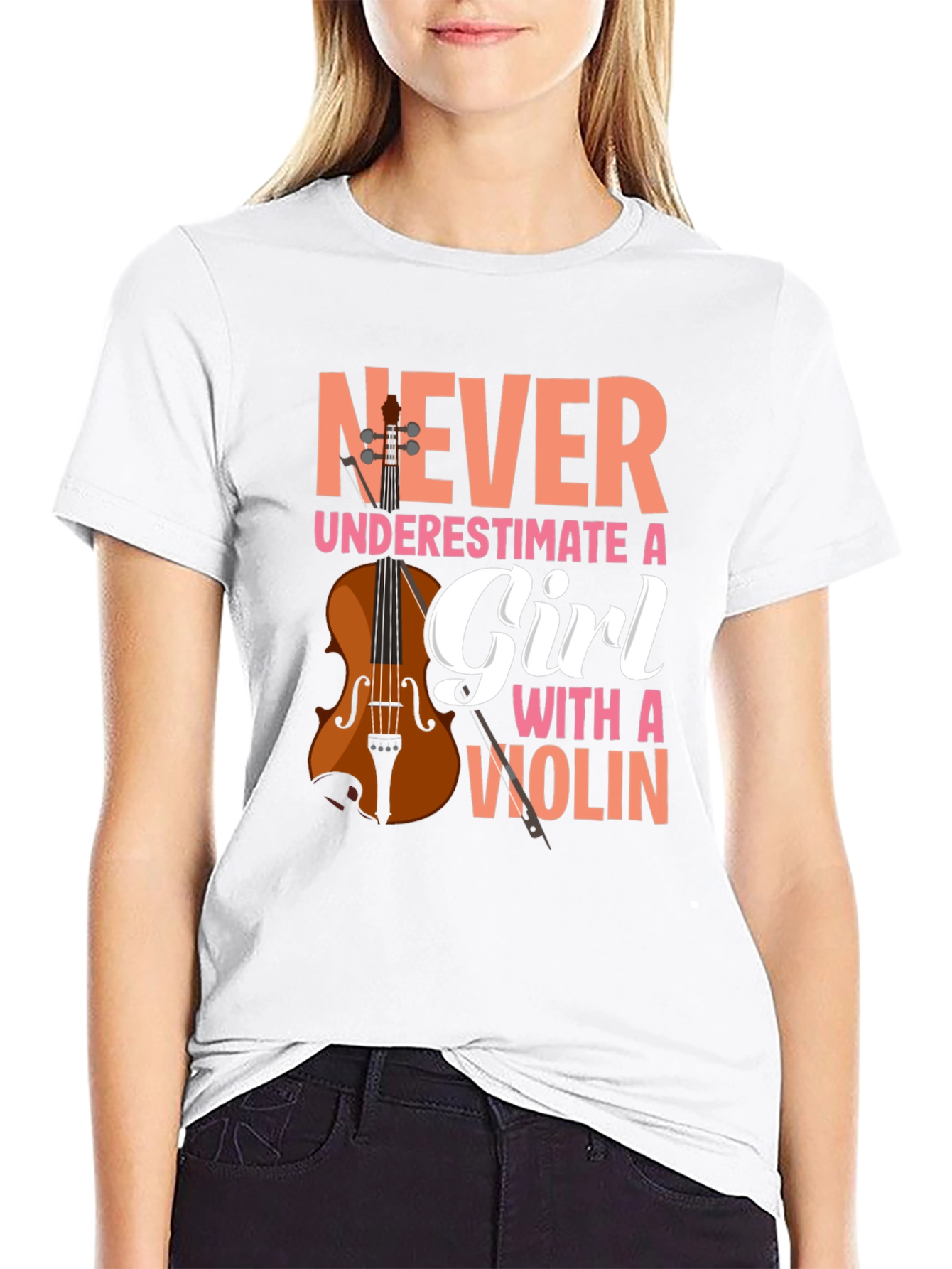 Never Underestimate A Girl With A Violin T-Shirt