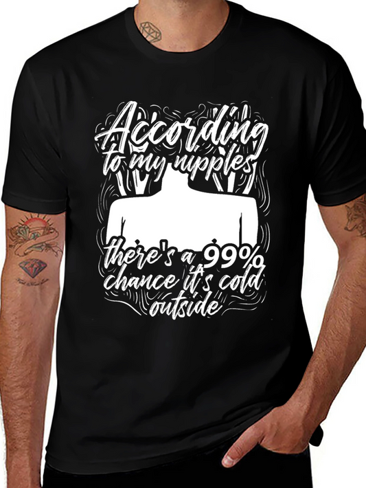 Funny Cold Nipples Graphic Black T-Shirt