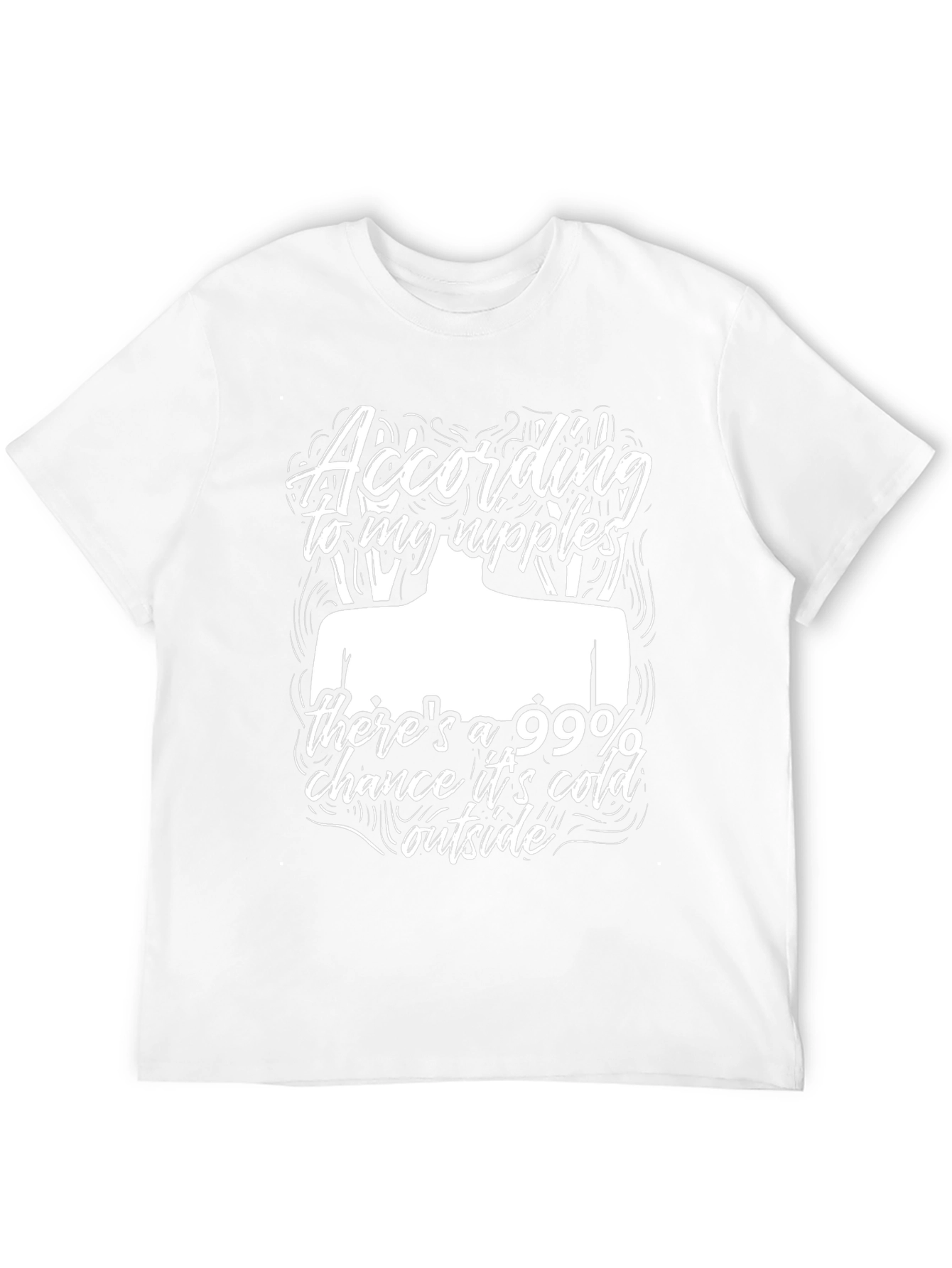 Funny Cold Nipples Graphic Black T-Shirt