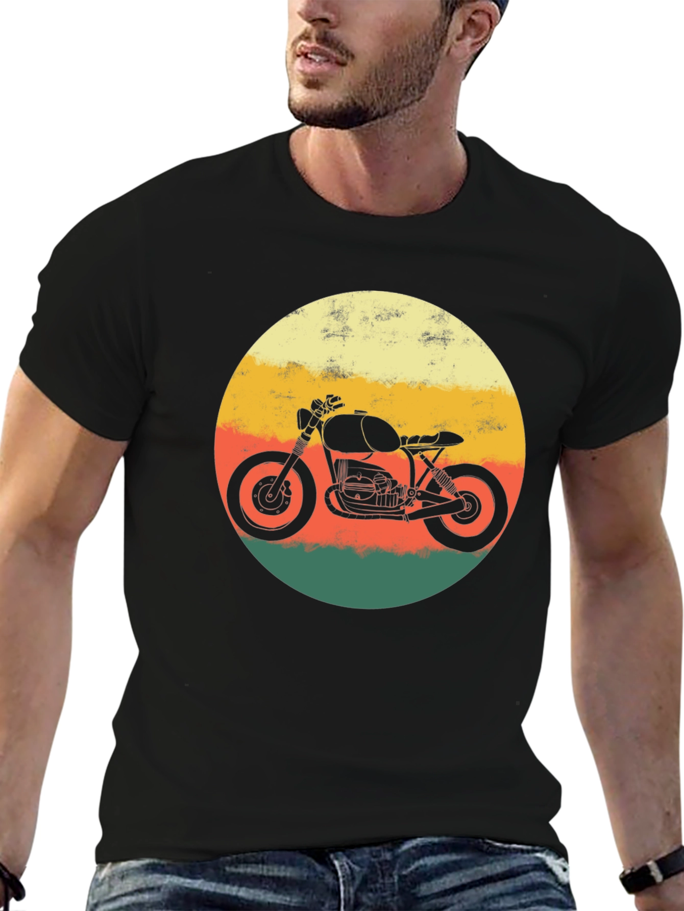Retro Motorcycle T-Shirt - Black
