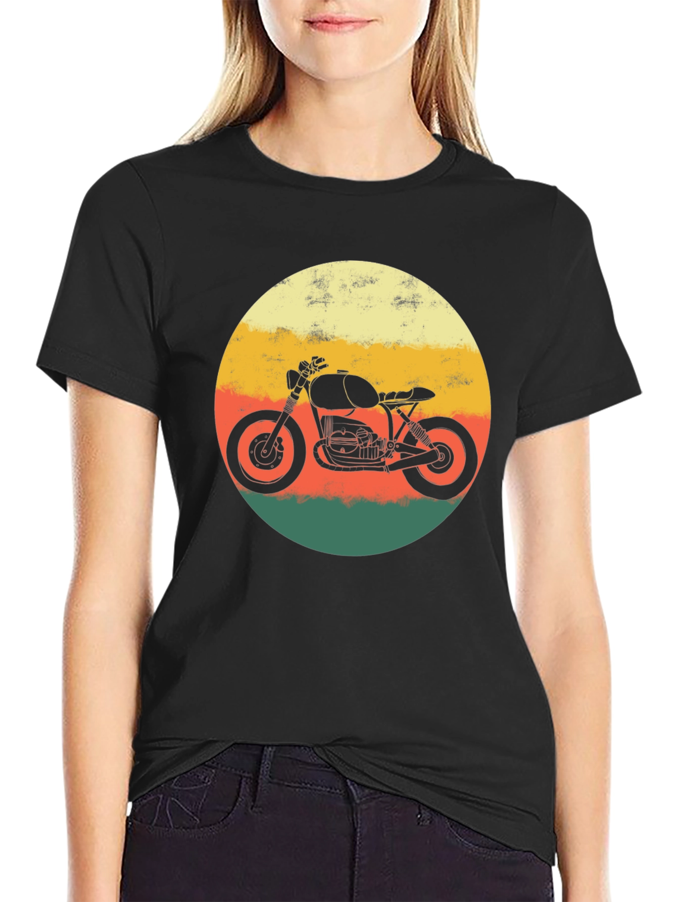 Retro Motorcycle T-Shirt - Black