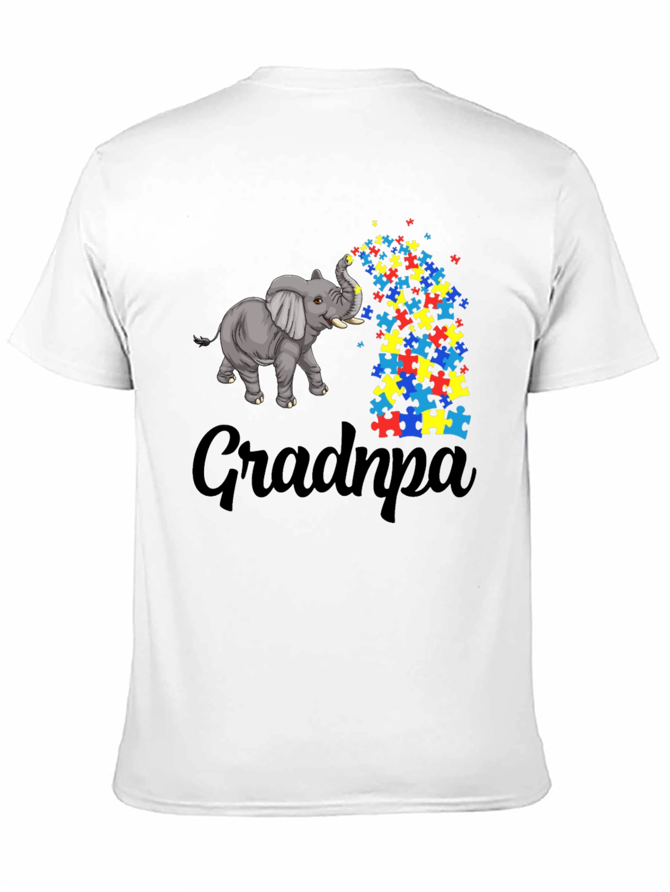 Autism Awareness Grandpa Elephant Puzzle Piece T-Shirt