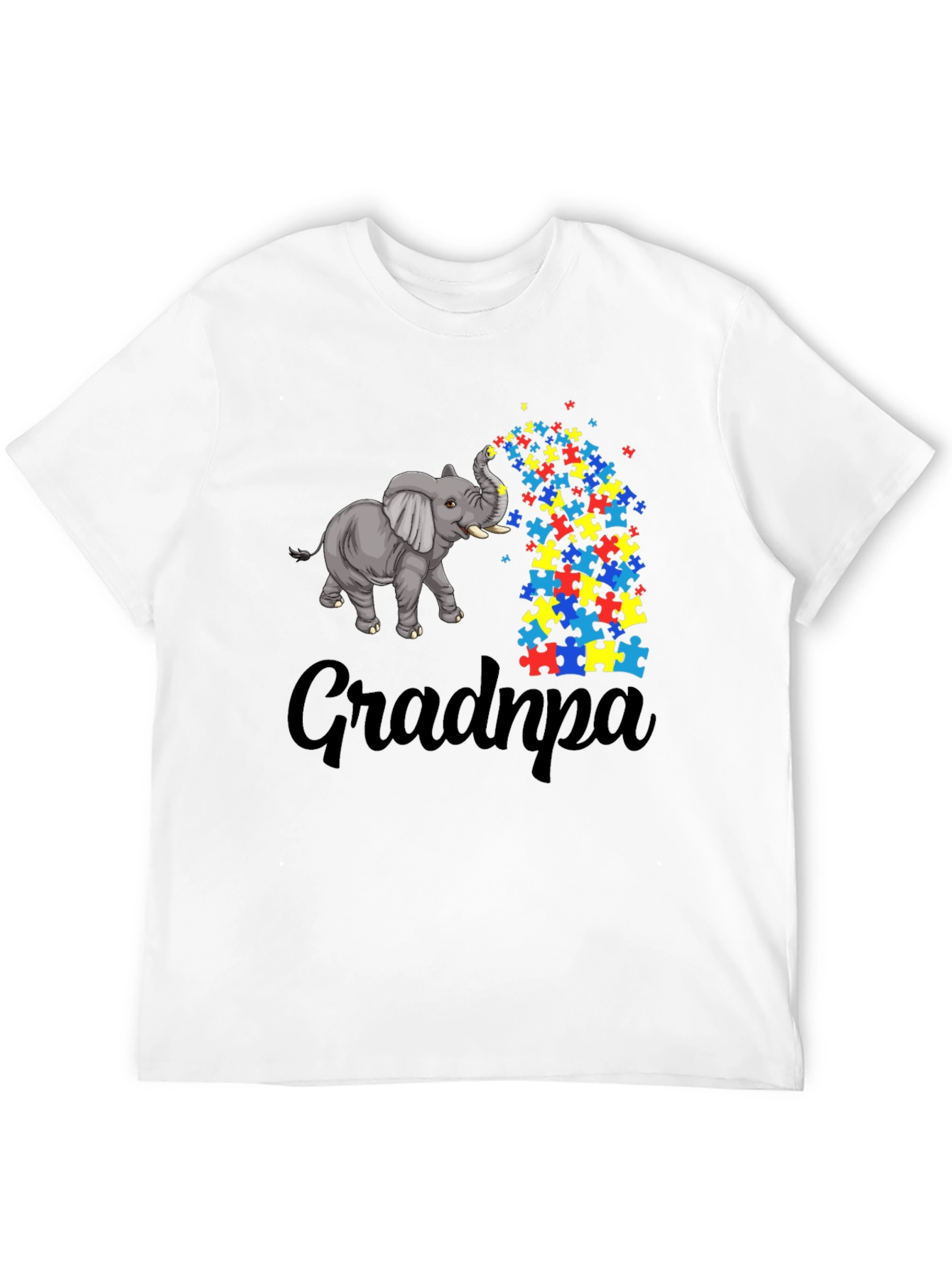 Autism Awareness Grandpa Elephant Puzzle Piece T-Shirt