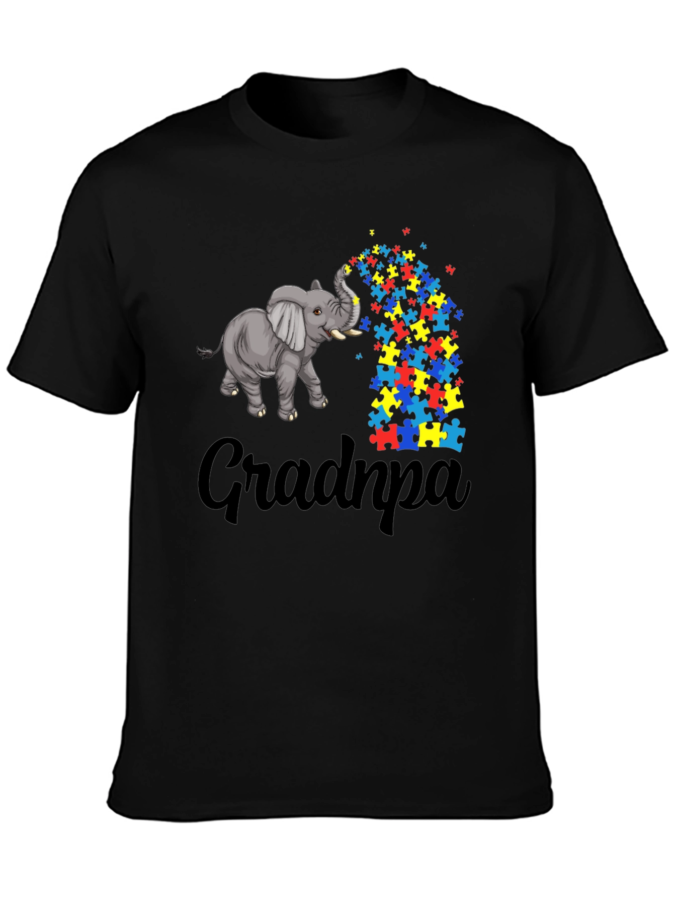Autism Awareness Grandpa Elephant Puzzle Piece T-Shirt