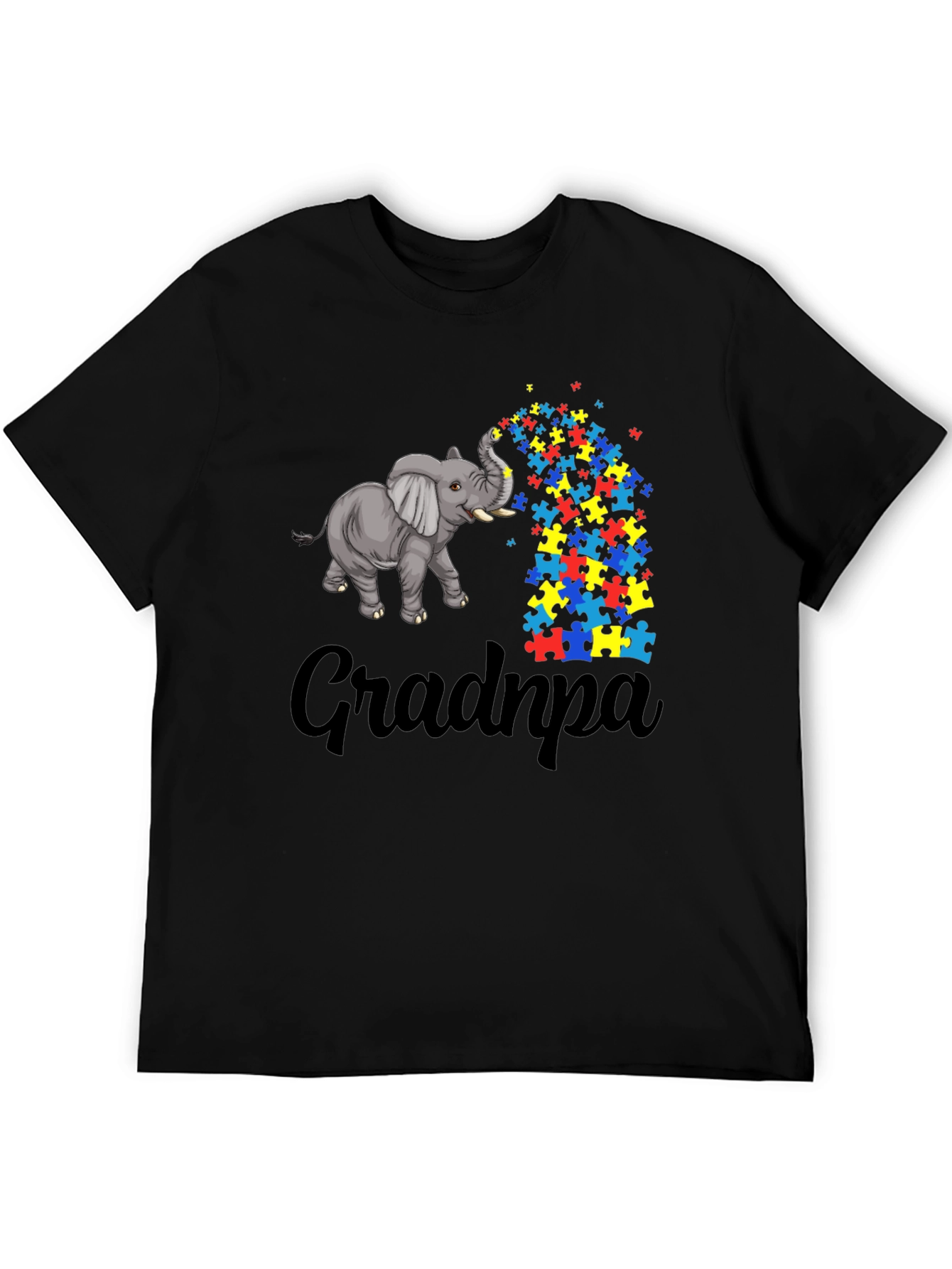 Autism Awareness Grandpa Elephant Puzzle Piece T-Shirt