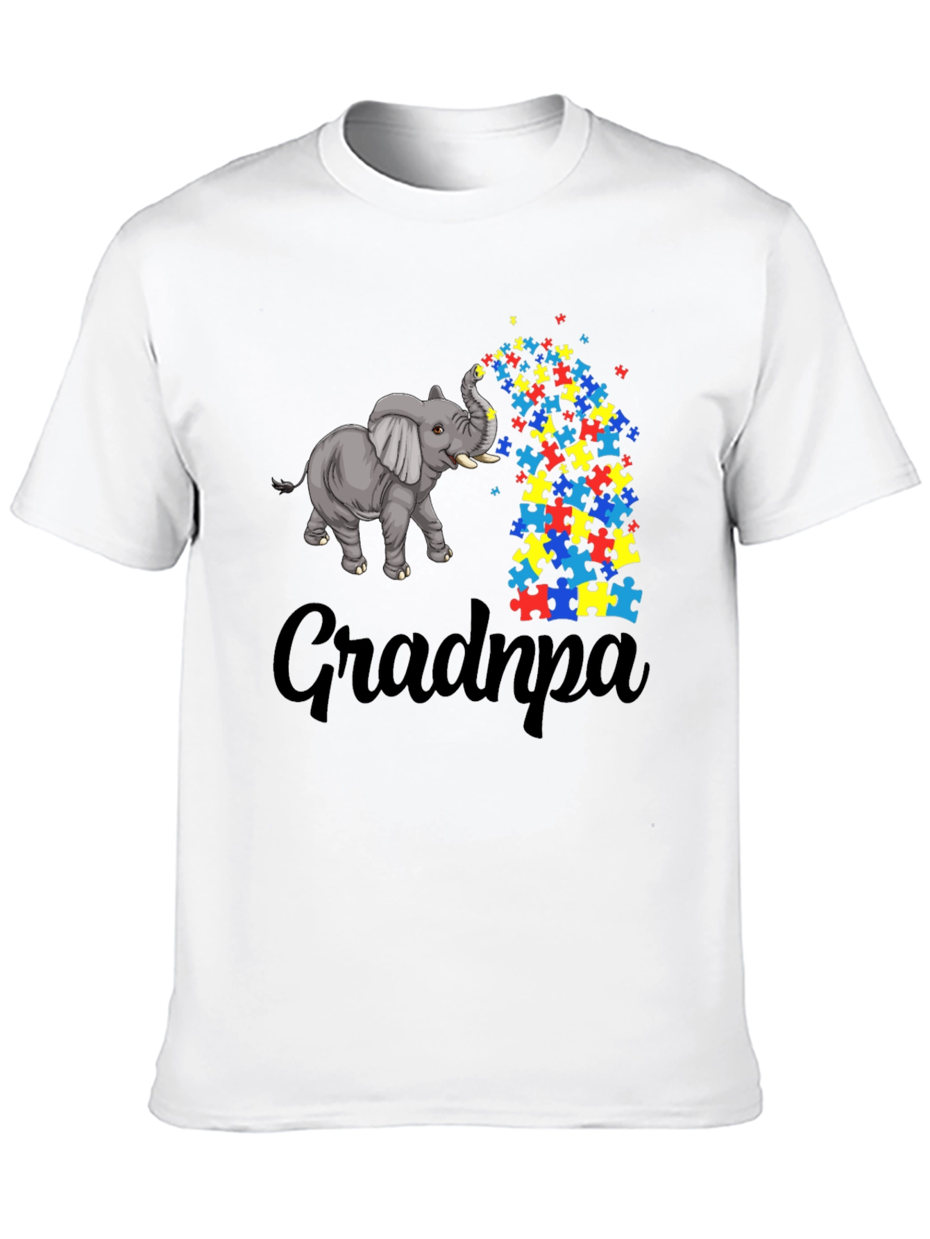 Autism Awareness Grandpa Elephant Puzzle Piece T-Shirt