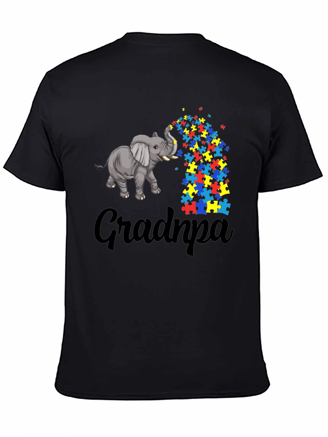 Autism Awareness Grandpa Elephant Puzzle Piece T-Shirt