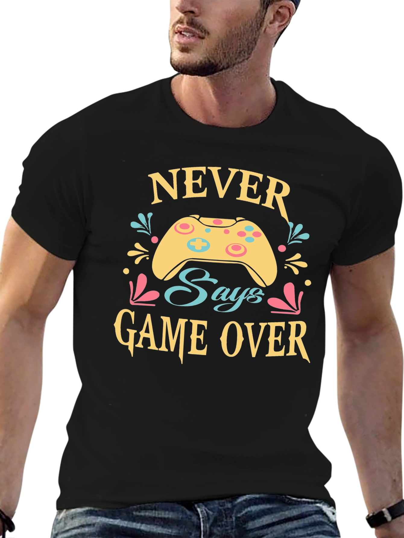 Never Says Game Over Graphic Tee - Gamer T-Shirt