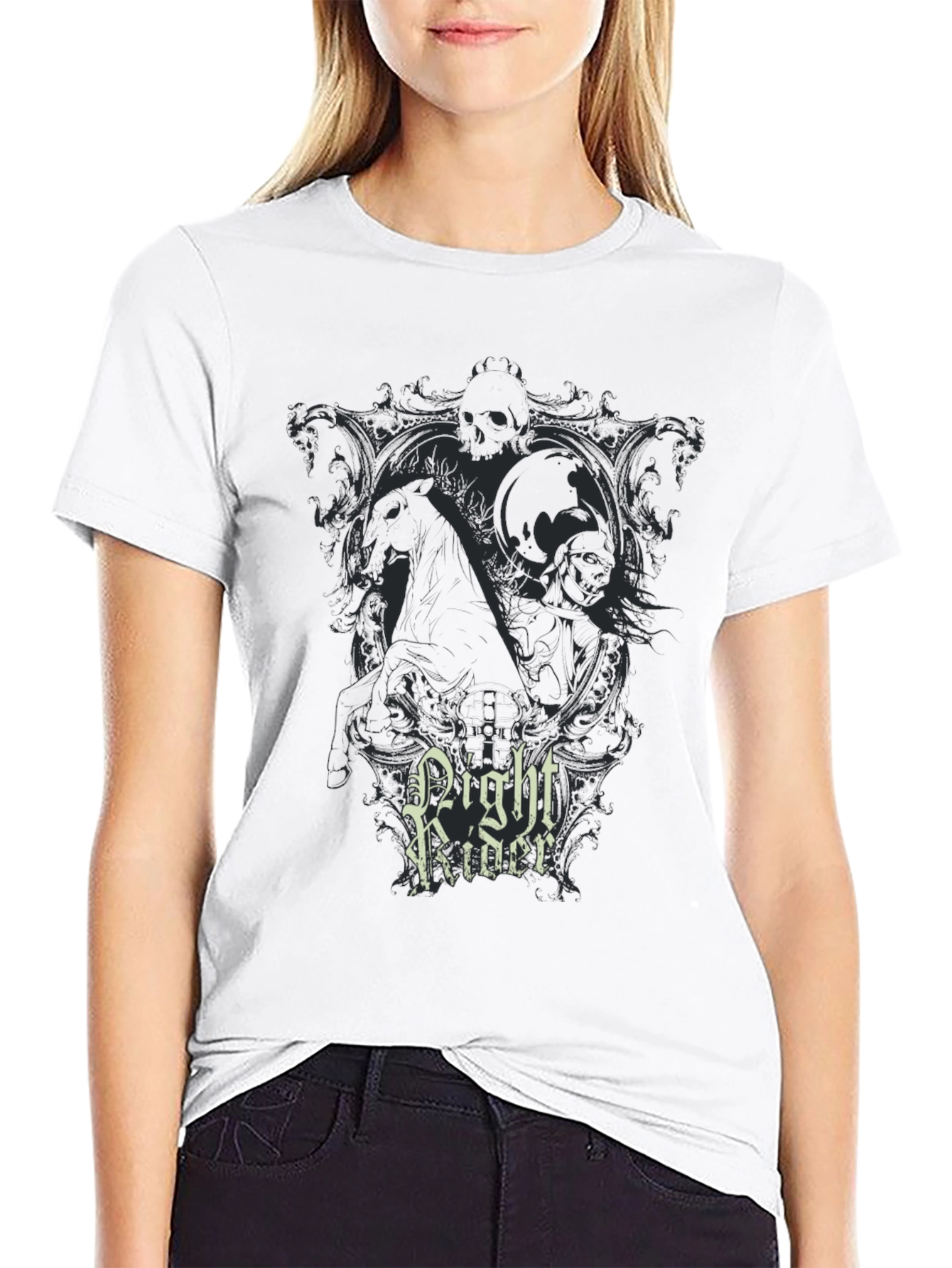 Night Rider Graphic Print Black T-Shirt
