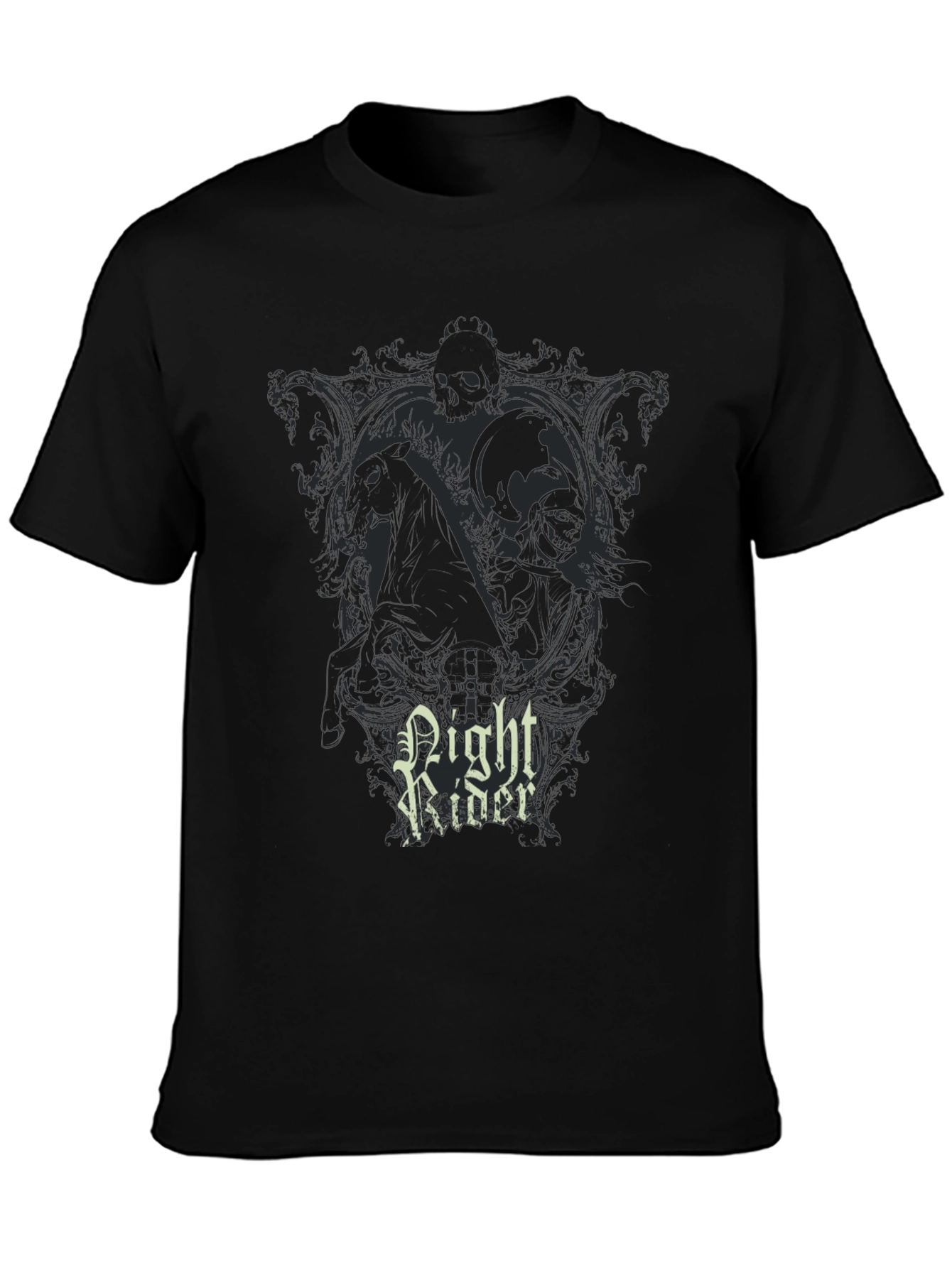 Night Rider Graphic Print Black T-Shirt