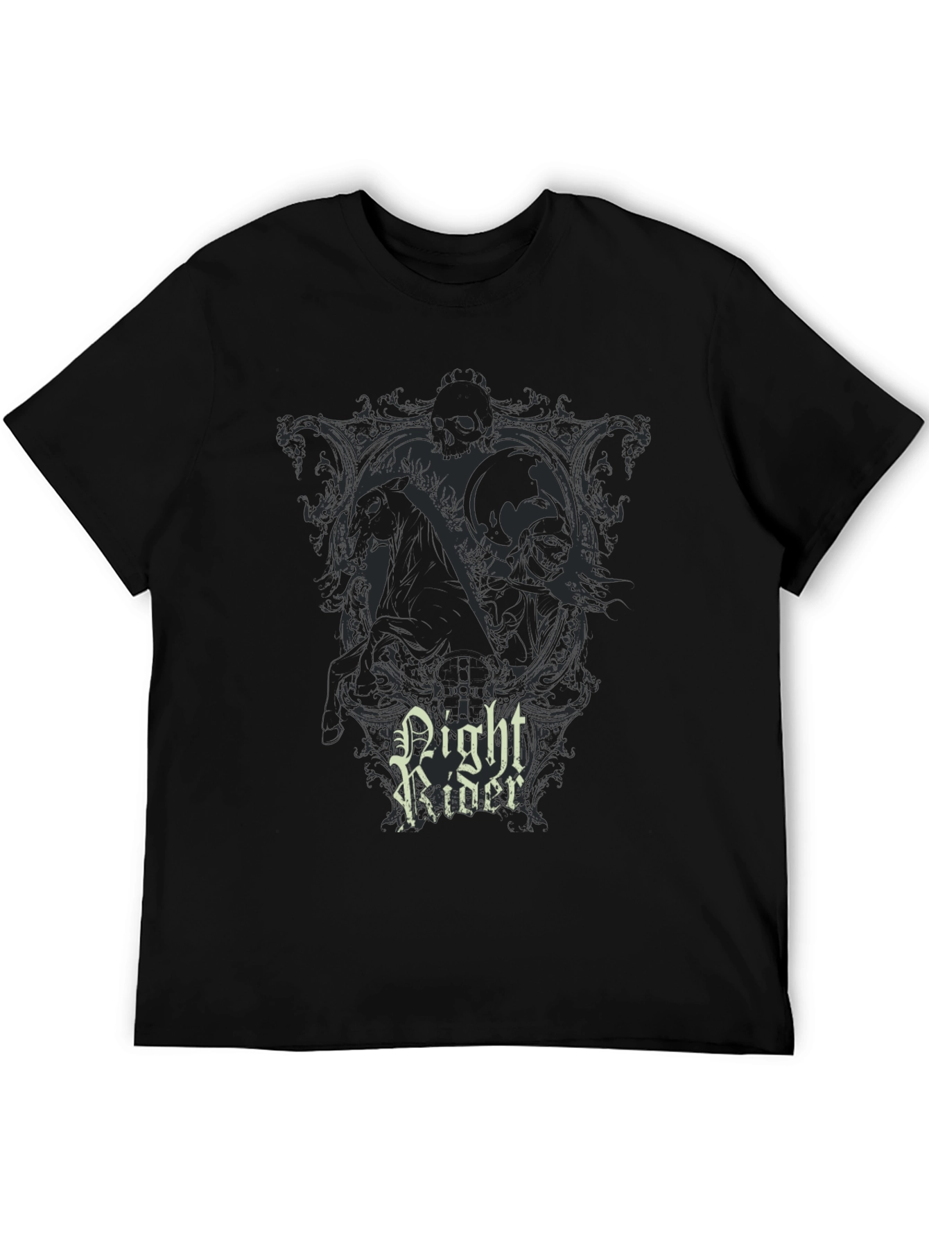 Night Rider Graphic Print Black T-Shirt