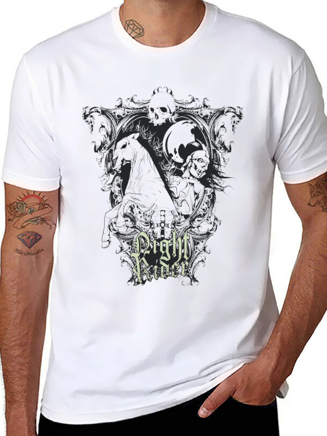 Night Rider Graphic Print Black T-Shirt