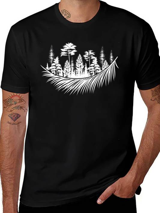 Forest Feather Graphic Tee - Nature Inspired Style