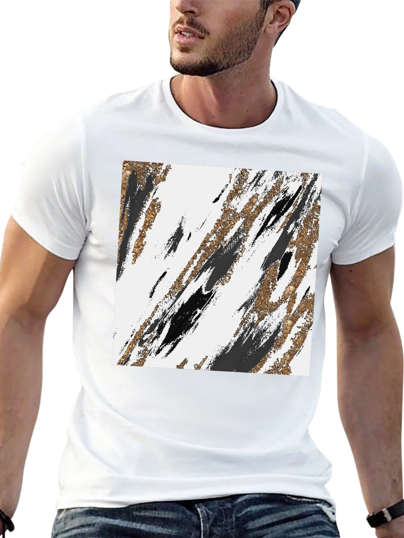 Abstract Brushstroke Graphic Tee - Modern Casual