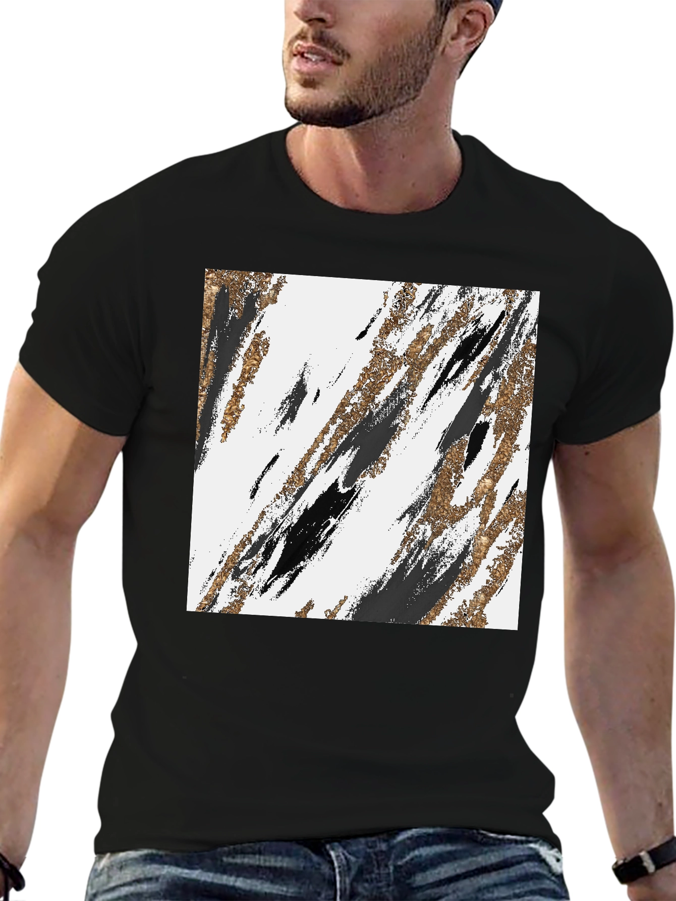 Abstract Brushstroke Graphic Tee - Modern Casual