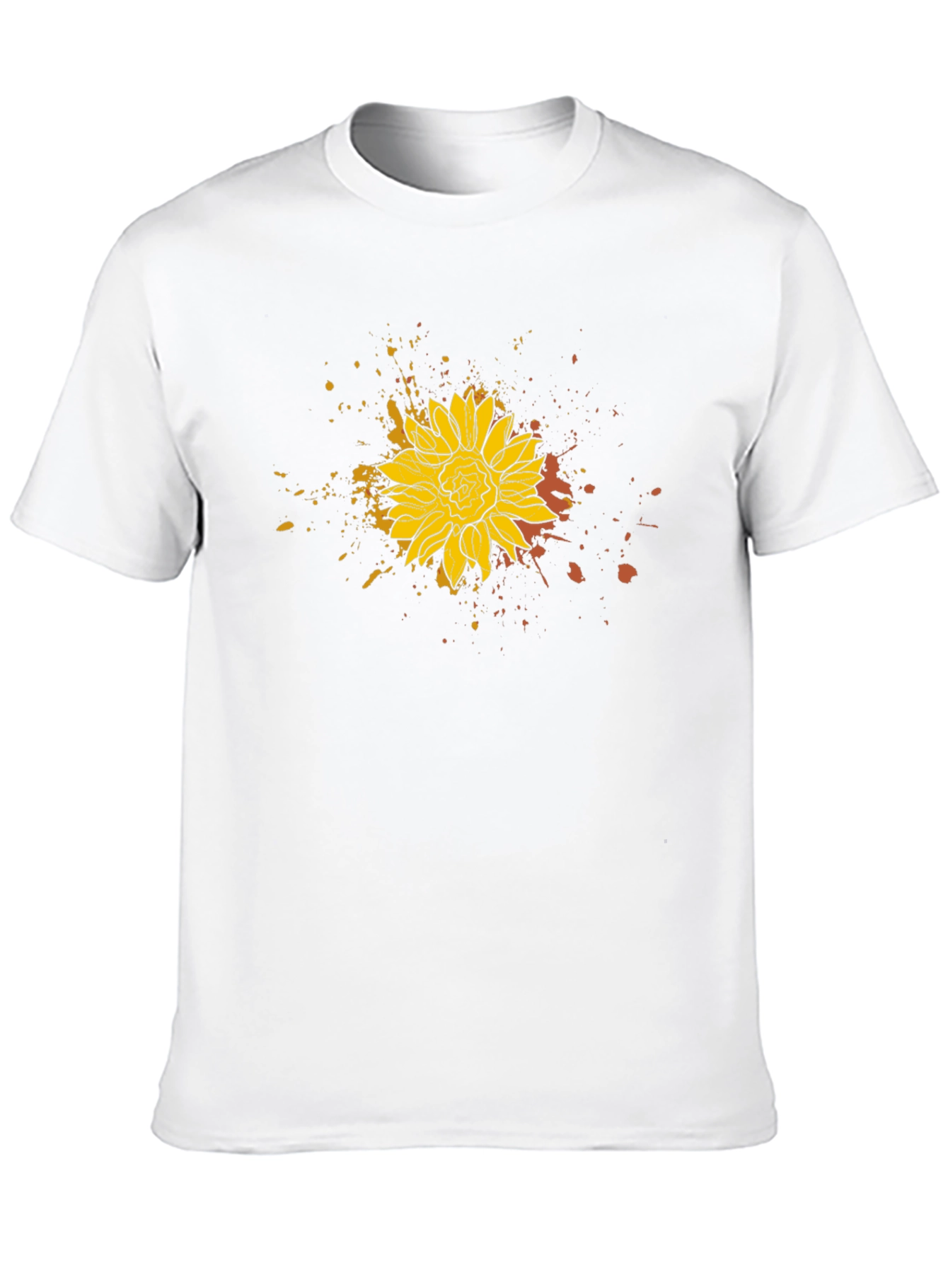 Sunflower Splatter Print Black Tee