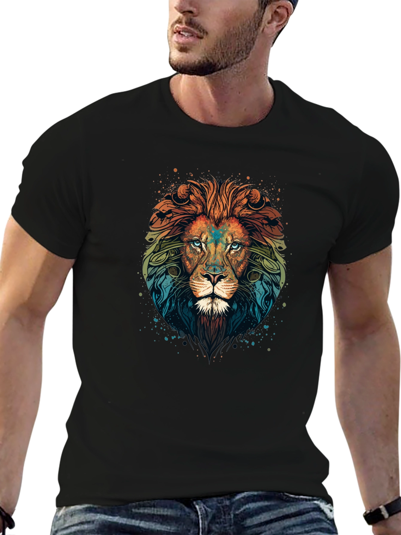Lion Head Graphic Black T-Shirt