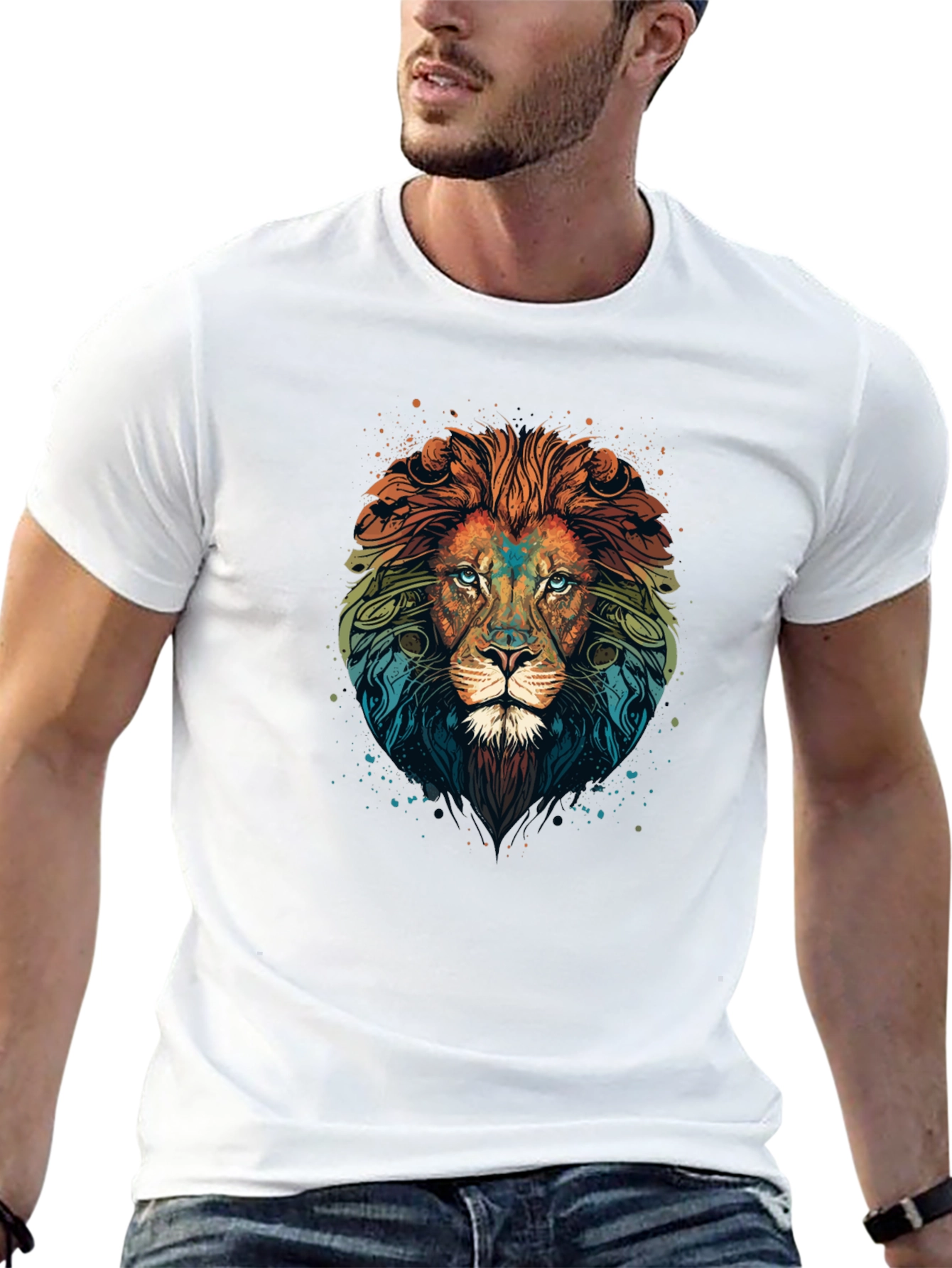Lion Head Graphic Black T-Shirt