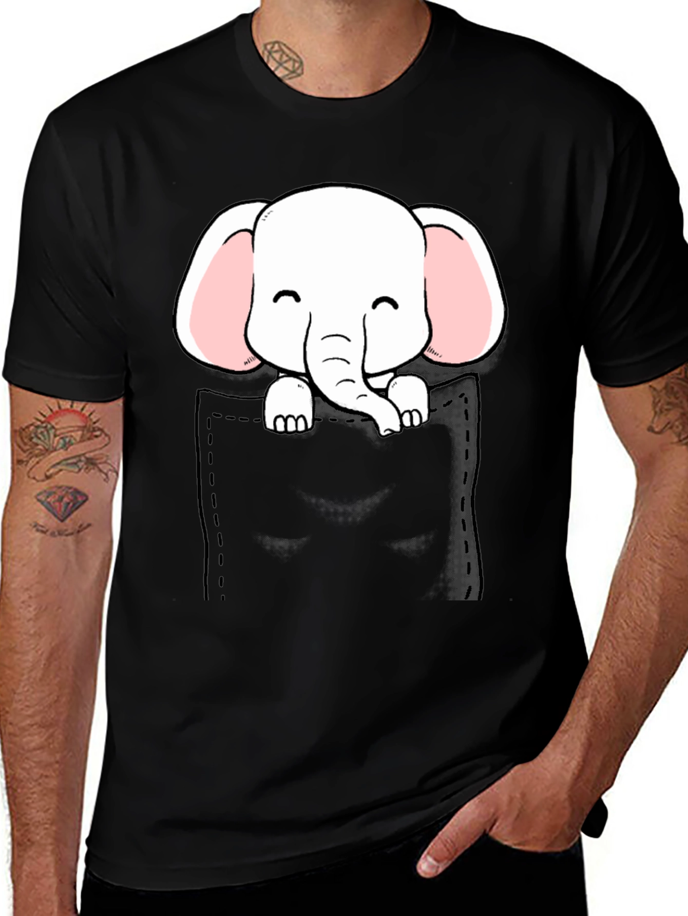 Cute Elephant Pocket T-Shirt