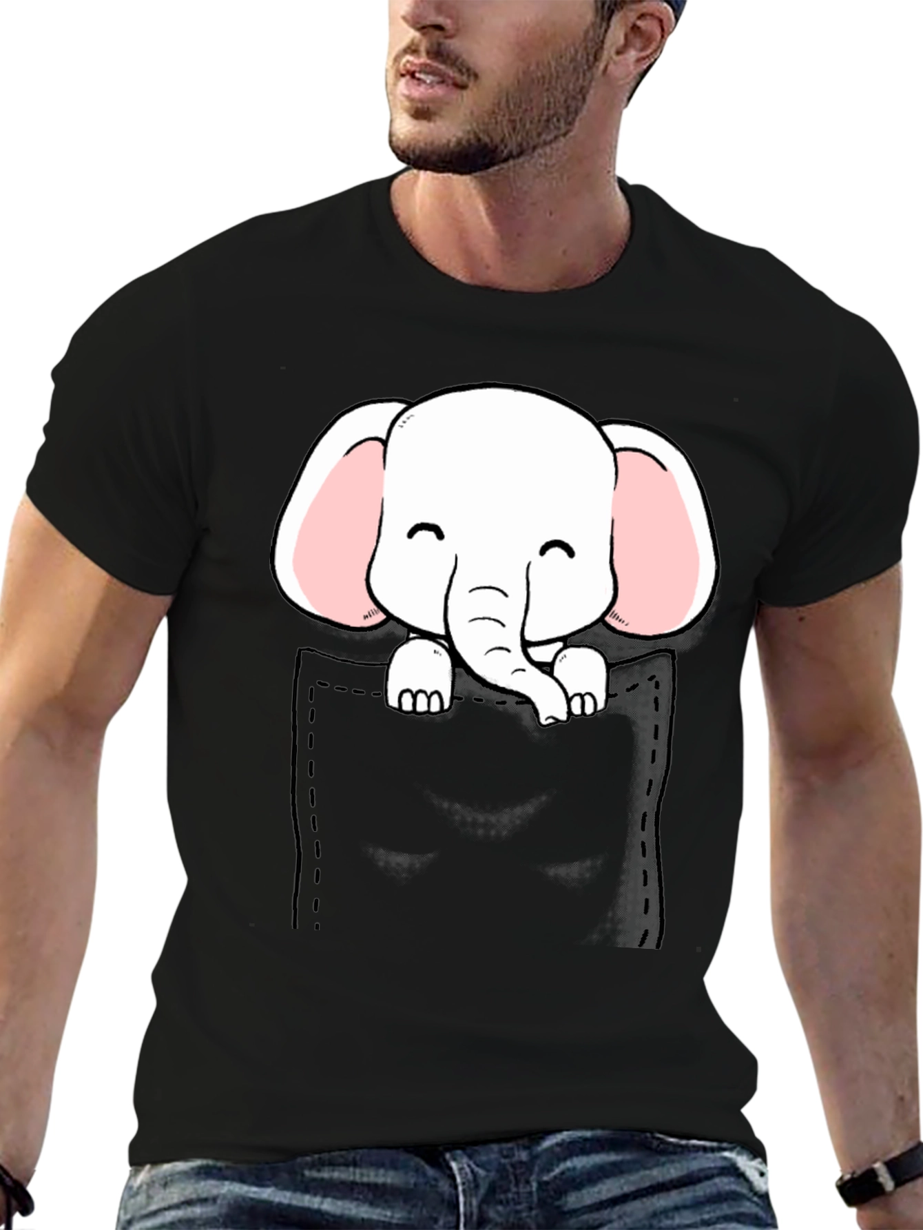 Cute Elephant Pocket T-Shirt
