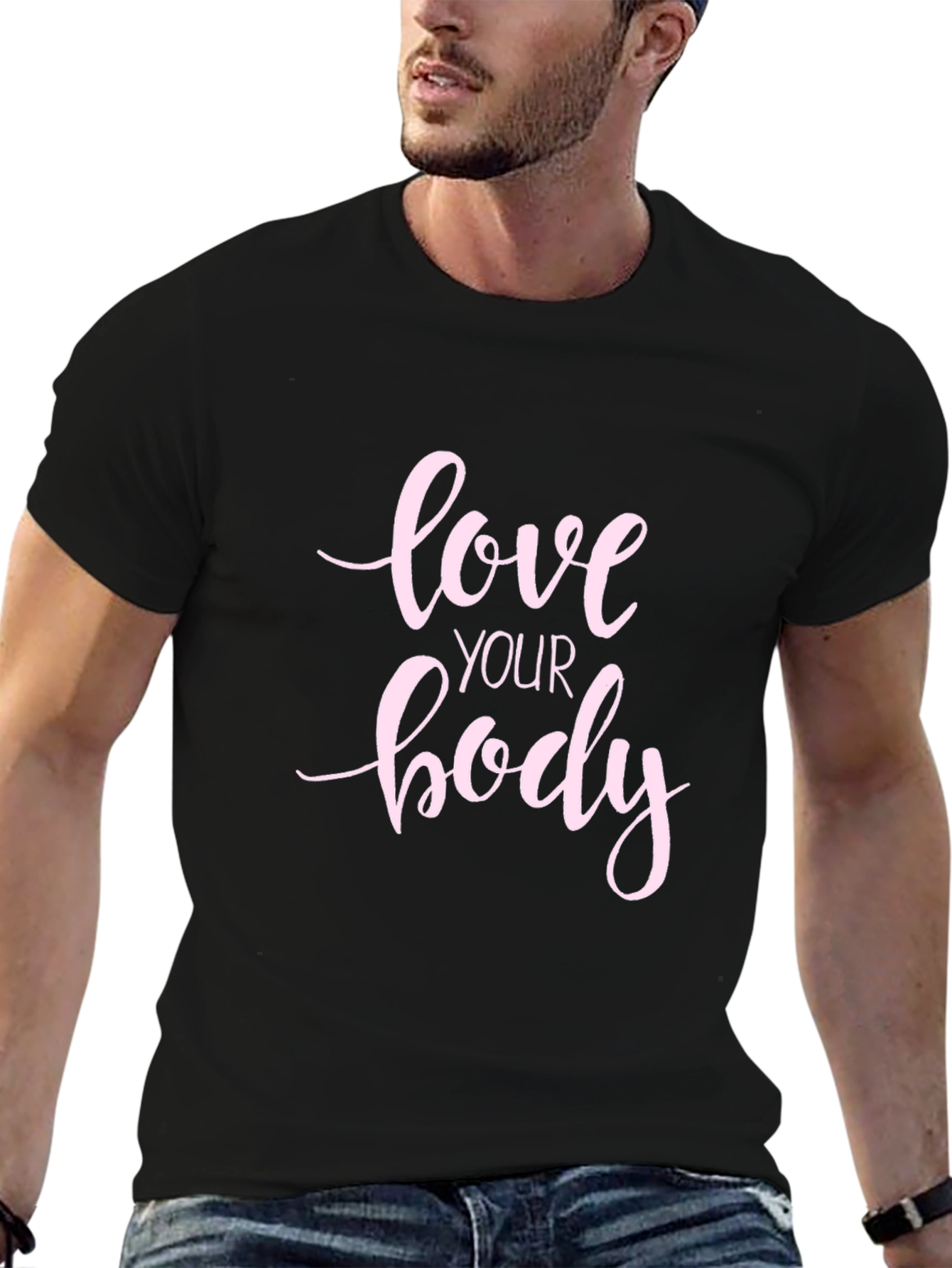 Love Your Body Graphic Tee - Black Cotton T-Shirt
