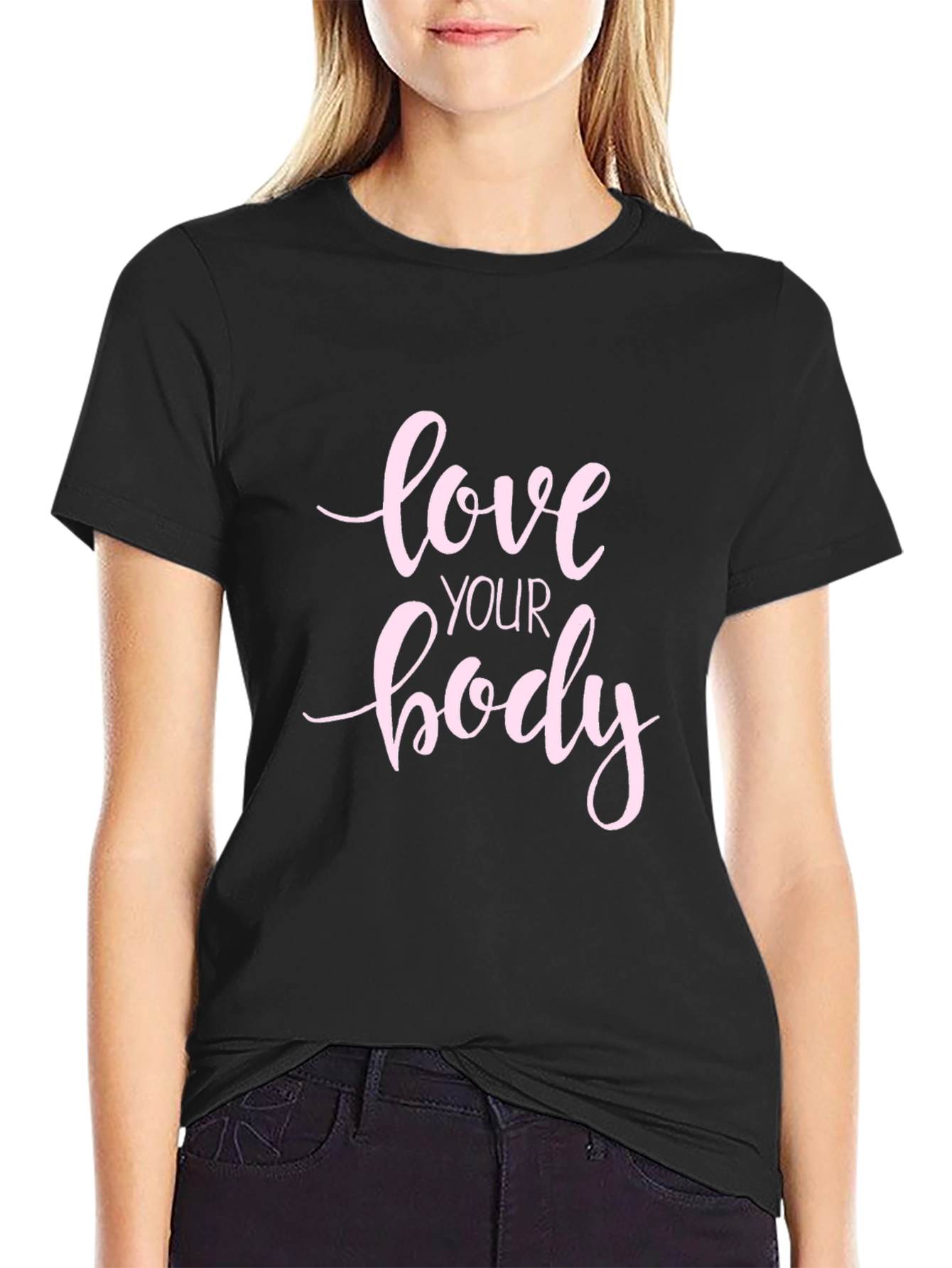 Love Your Body Graphic Tee - Black Cotton T-Shirt