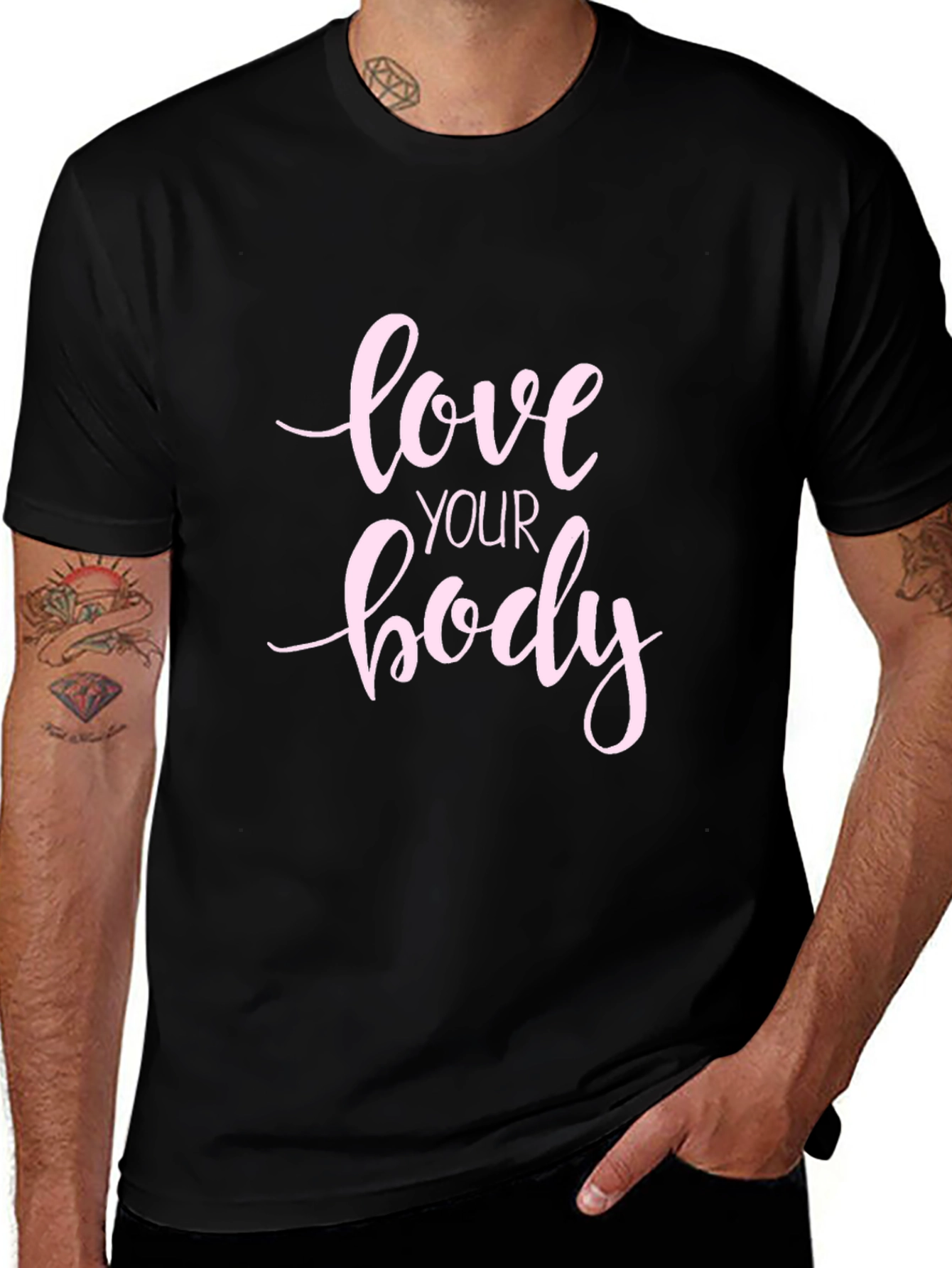Love Your Body Graphic Tee - Black Cotton T-Shirt