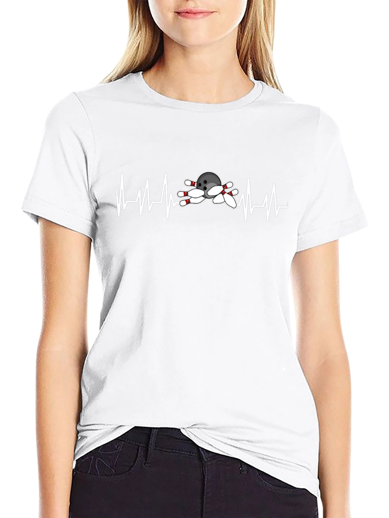 Bowling Heartbeat Graphic Tee - Black