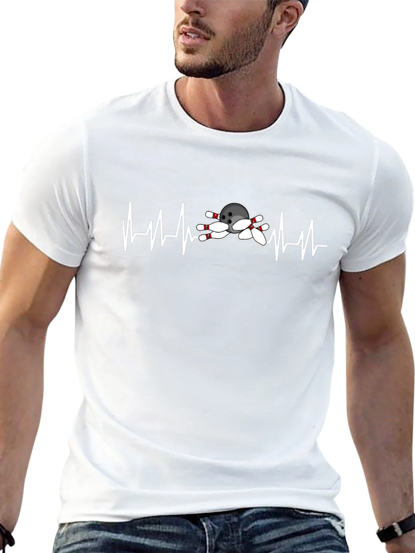 Bowling Heartbeat Graphic Tee - Black