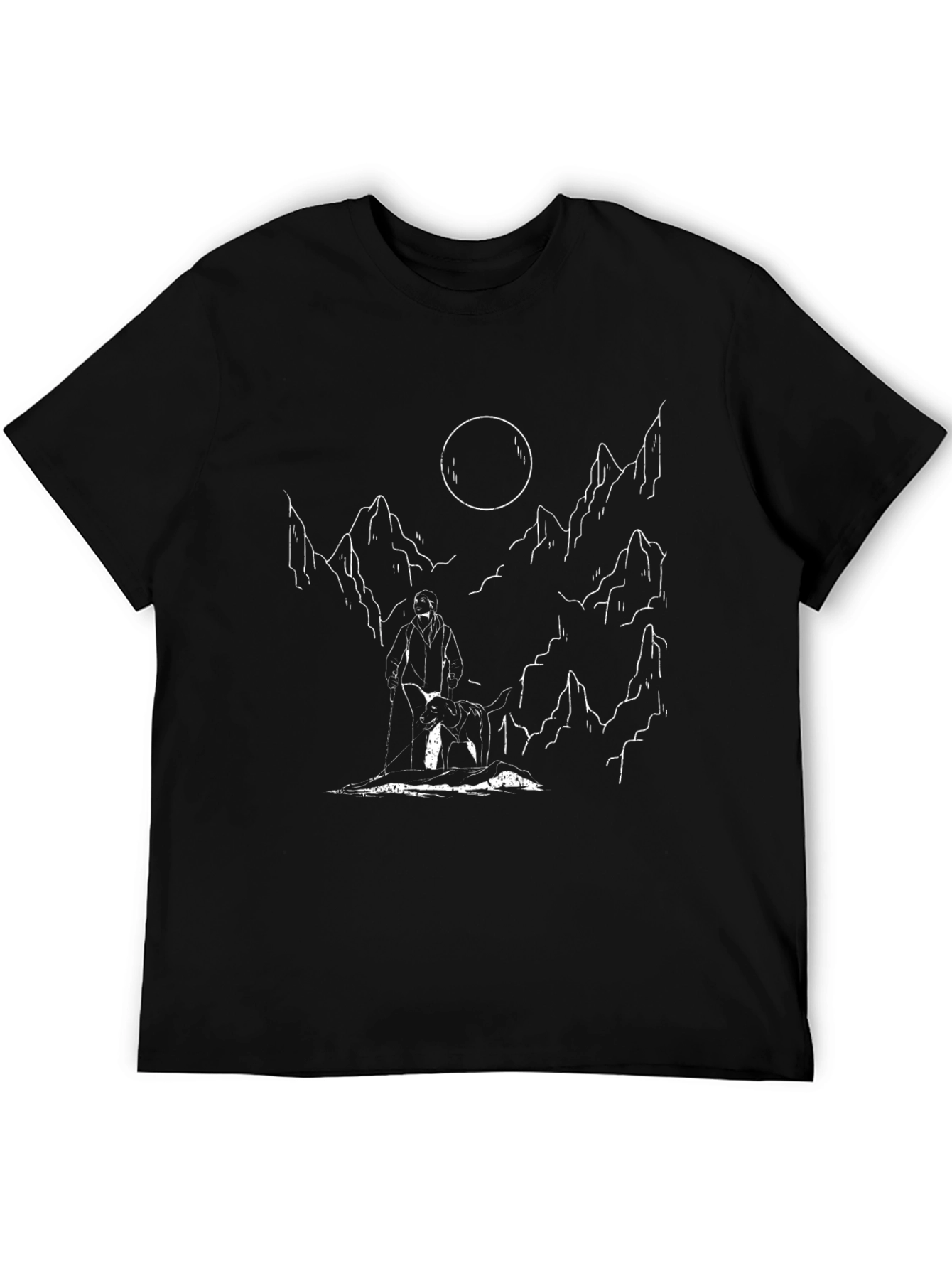 Mountain Moon Graphic Tee - Black Cotton Blend