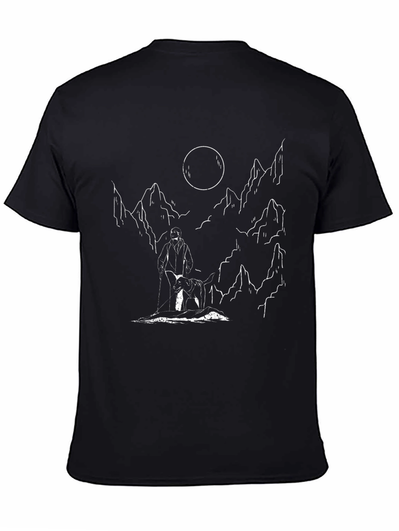 Mountain Moon Graphic Tee - Black Cotton Blend