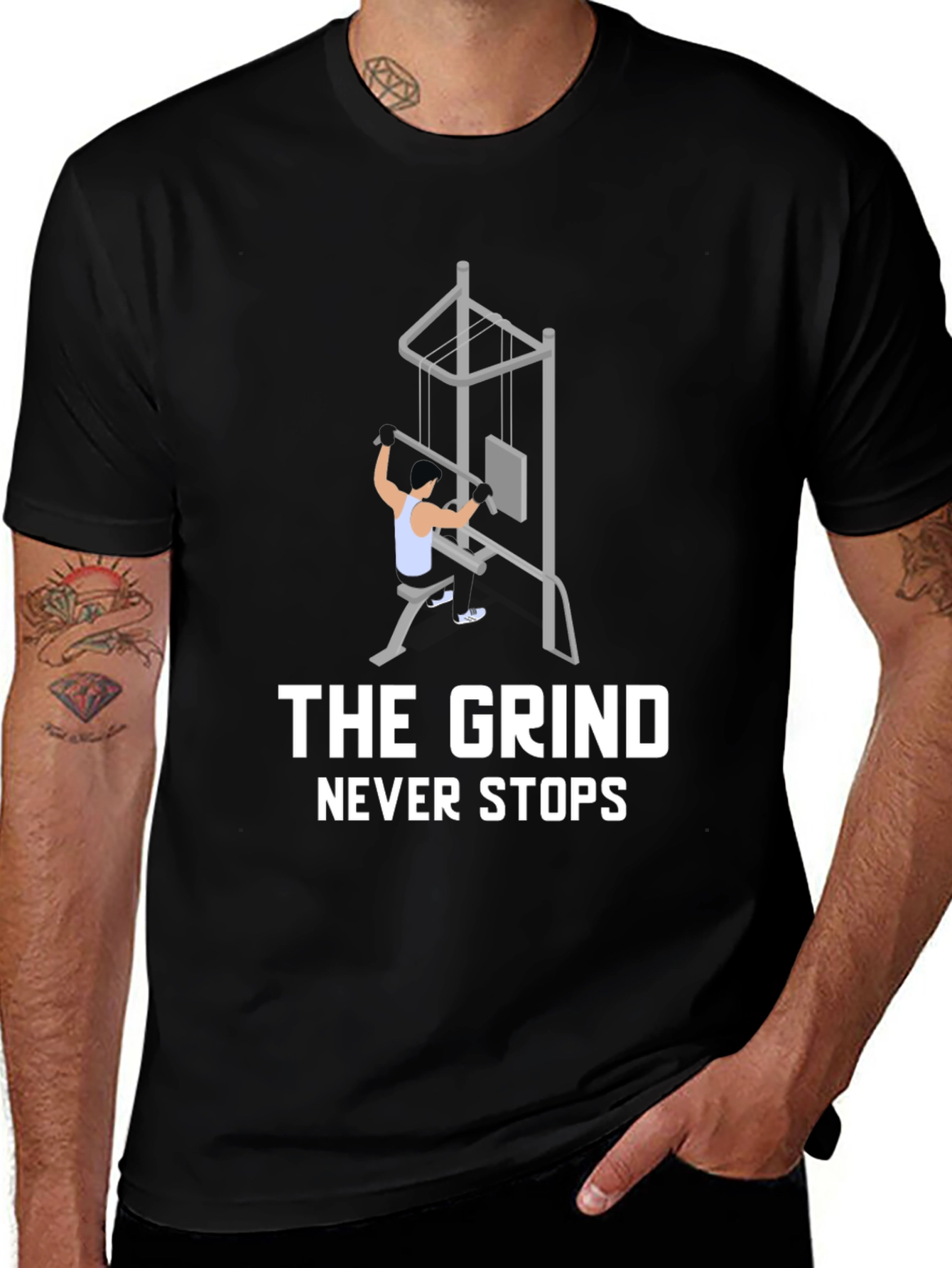 The Grind Never Stops Black Graphic Tee