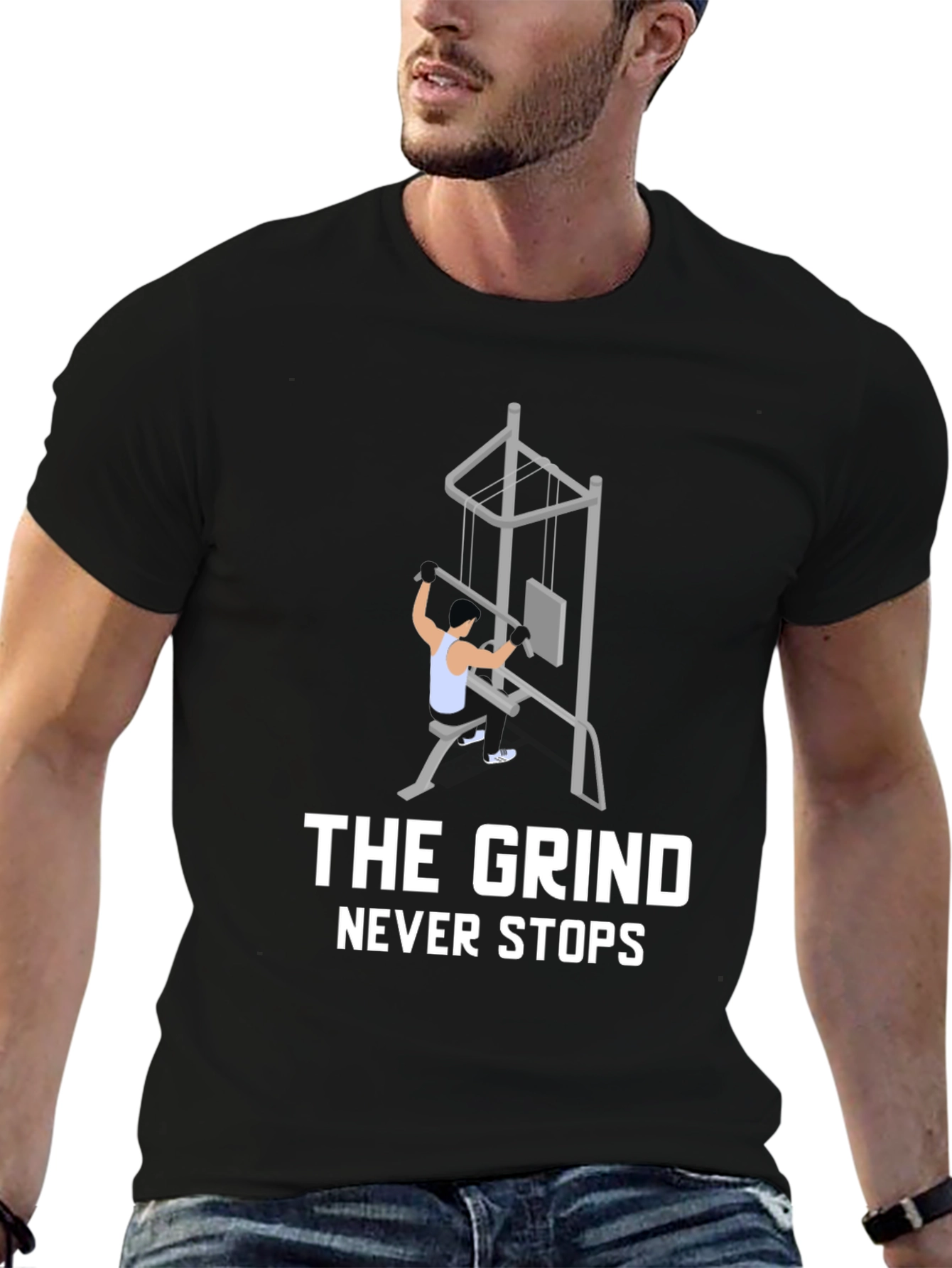 The Grind Never Stops Black Graphic Tee