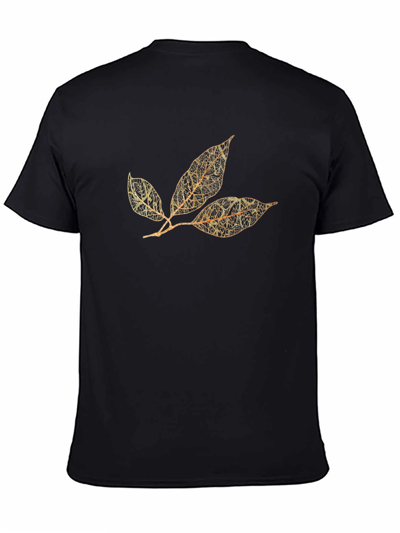 Botanical Leaf Print Black T-Shirt