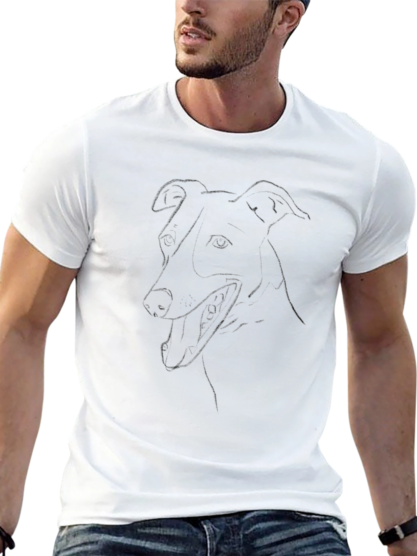 Dog Line Art Tee - Black Graphic T-Shirt