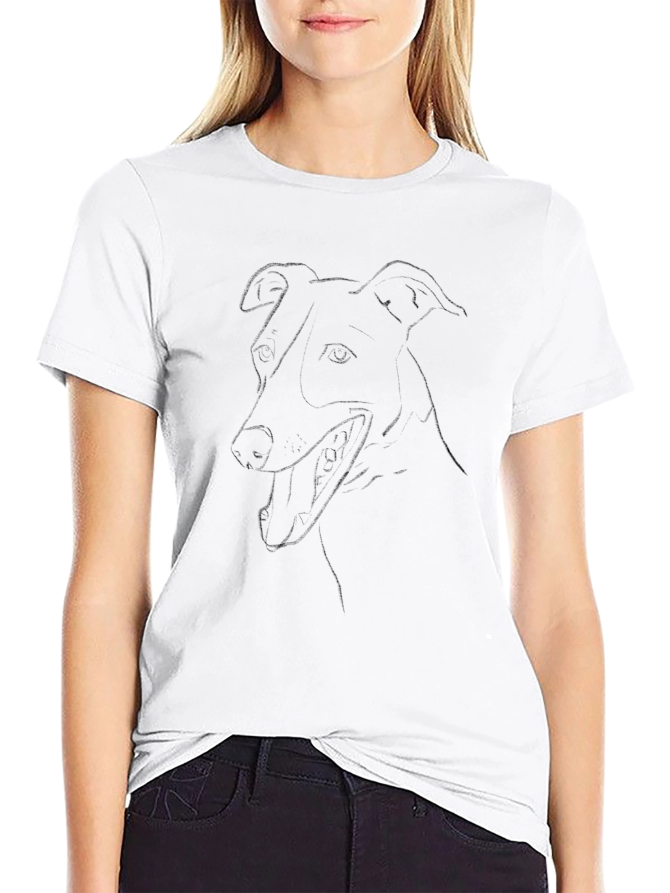 Dog Line Art Tee - Black Graphic T-Shirt